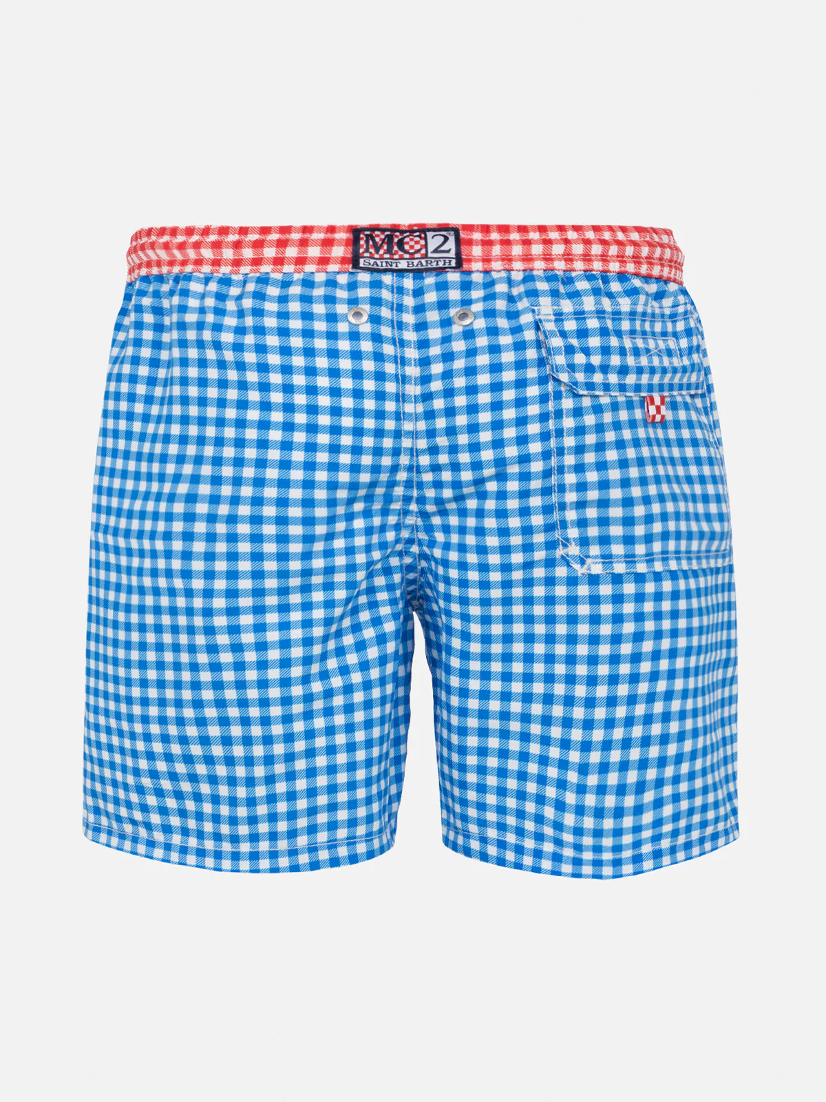 Boy swim shorts with gingham print - Image 2