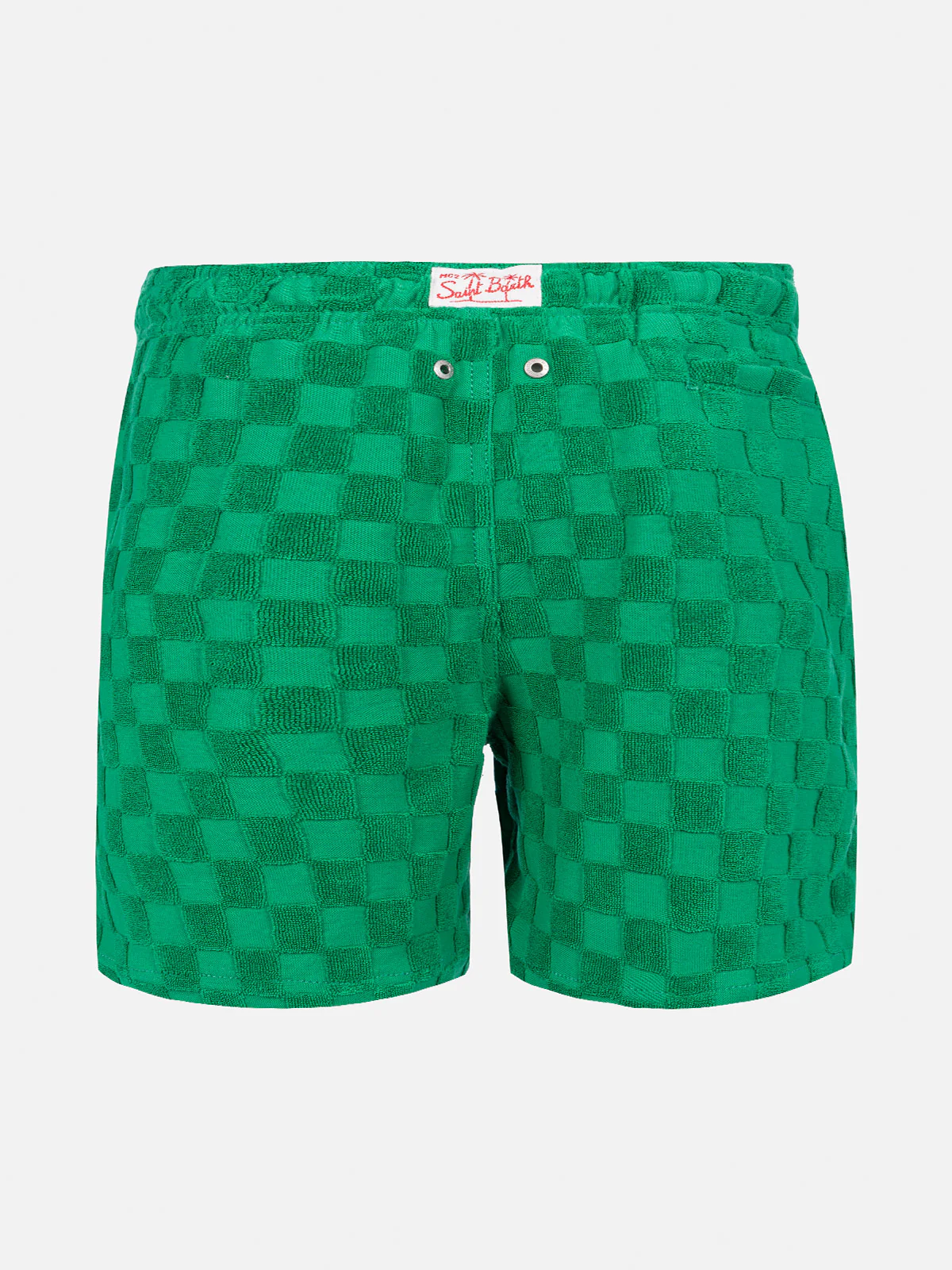Boy swim shorts with gingham print - Image 2