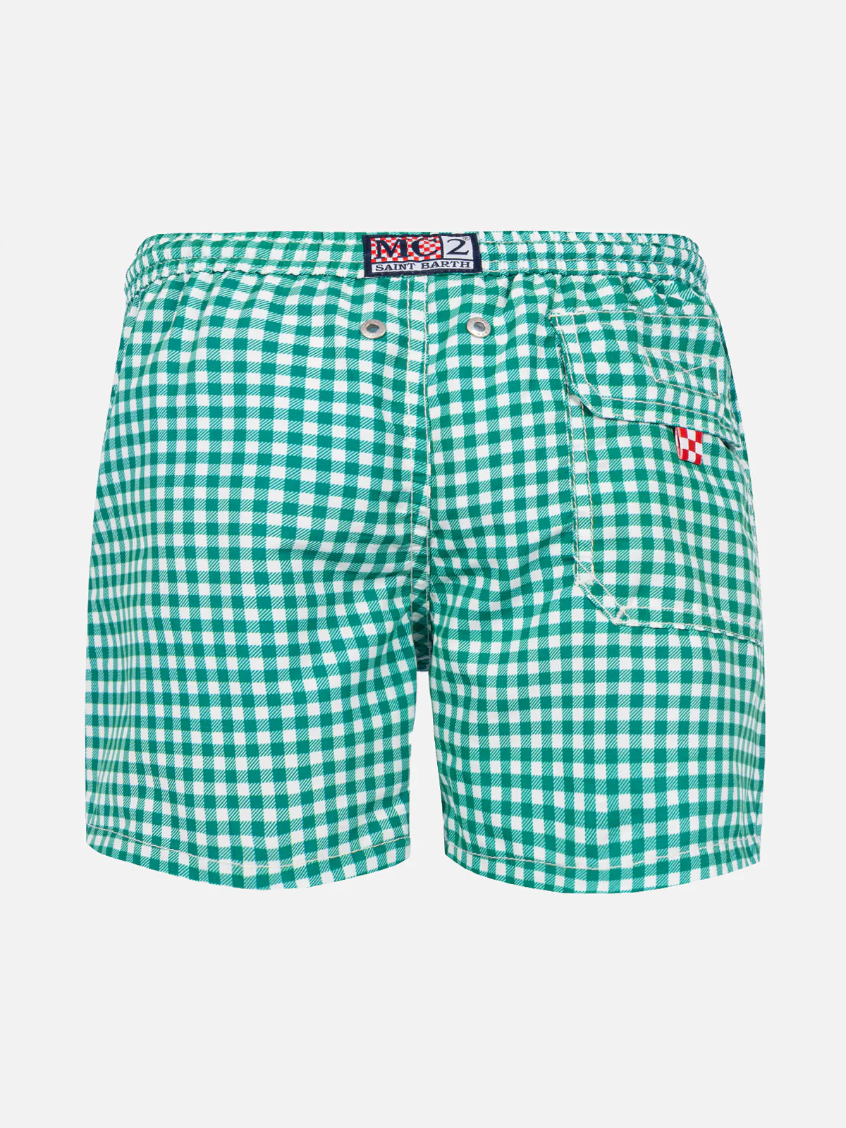 Boy swim shorts with gingham print - Image 2