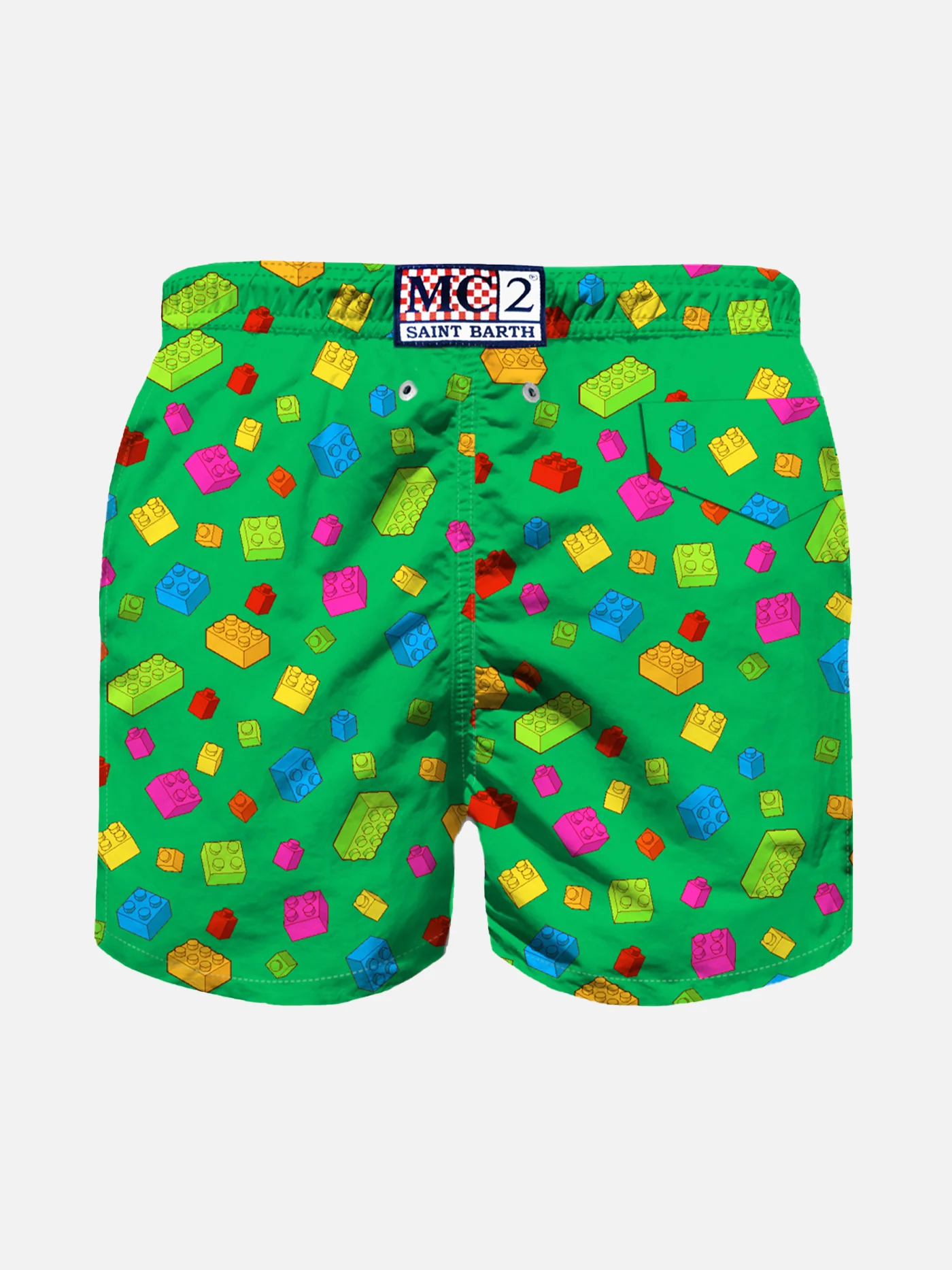 Boy swim shorts with multicolor bricks print - Image 2