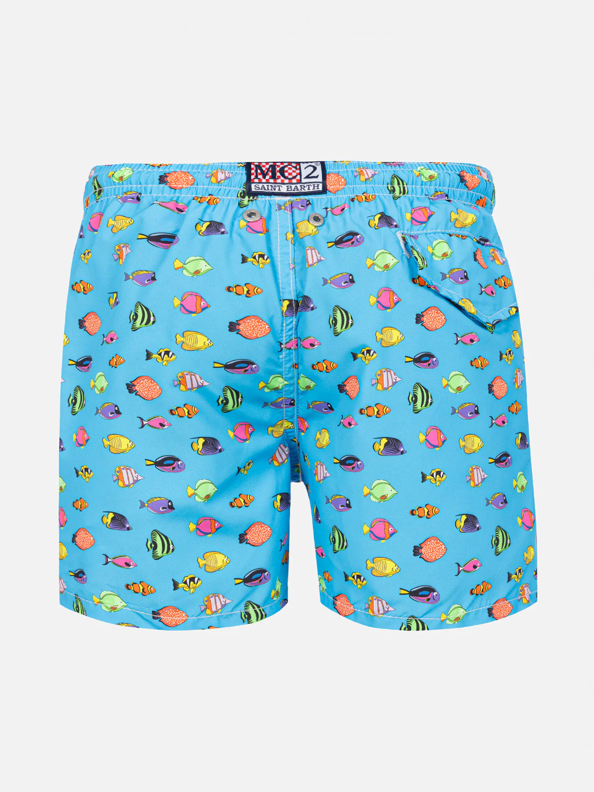 Boy light fabric swim shorts with fish print - Image 2