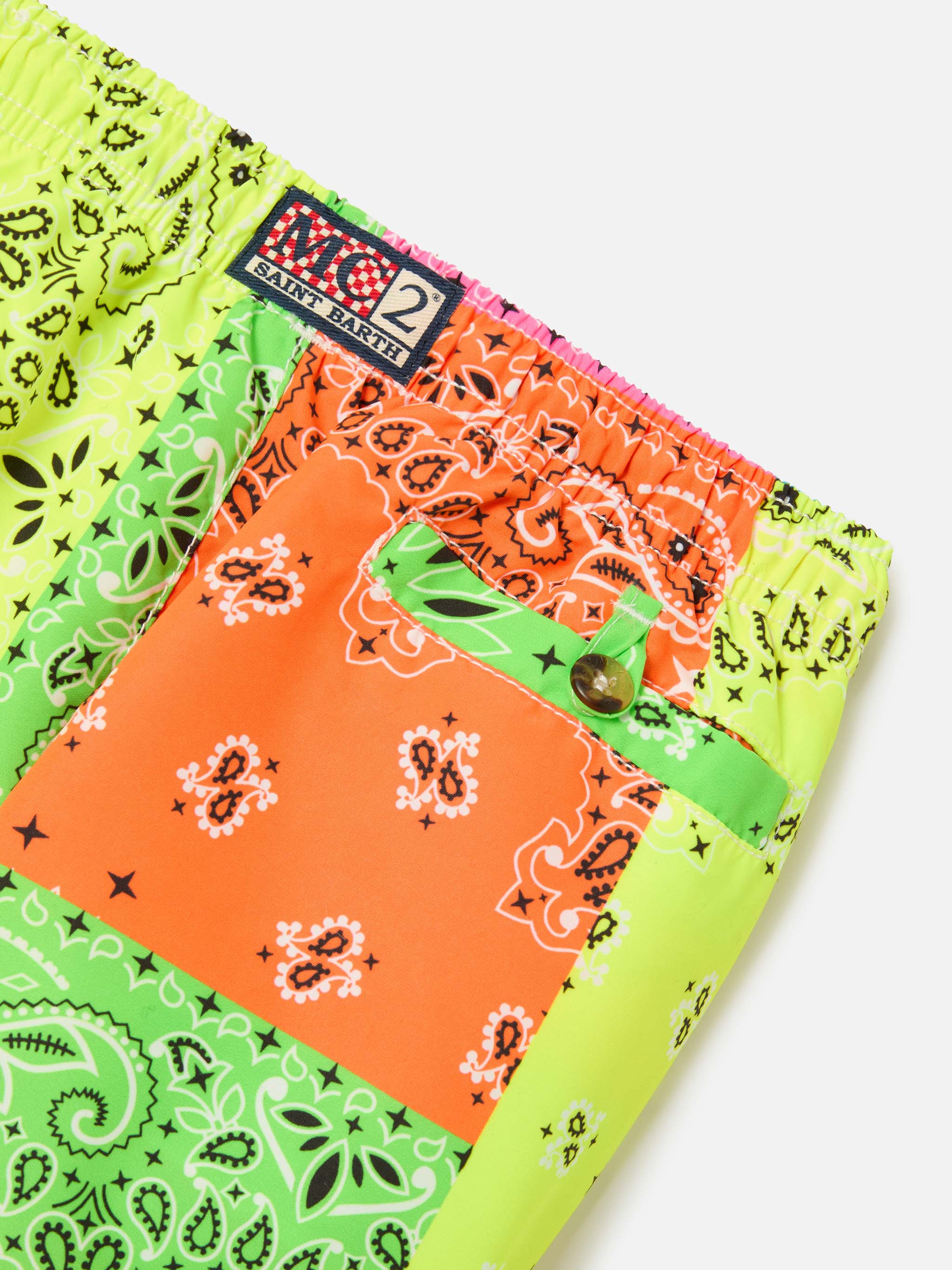 Caprese Jr Swim shorts with multicolor fluo bandana print - Image 3