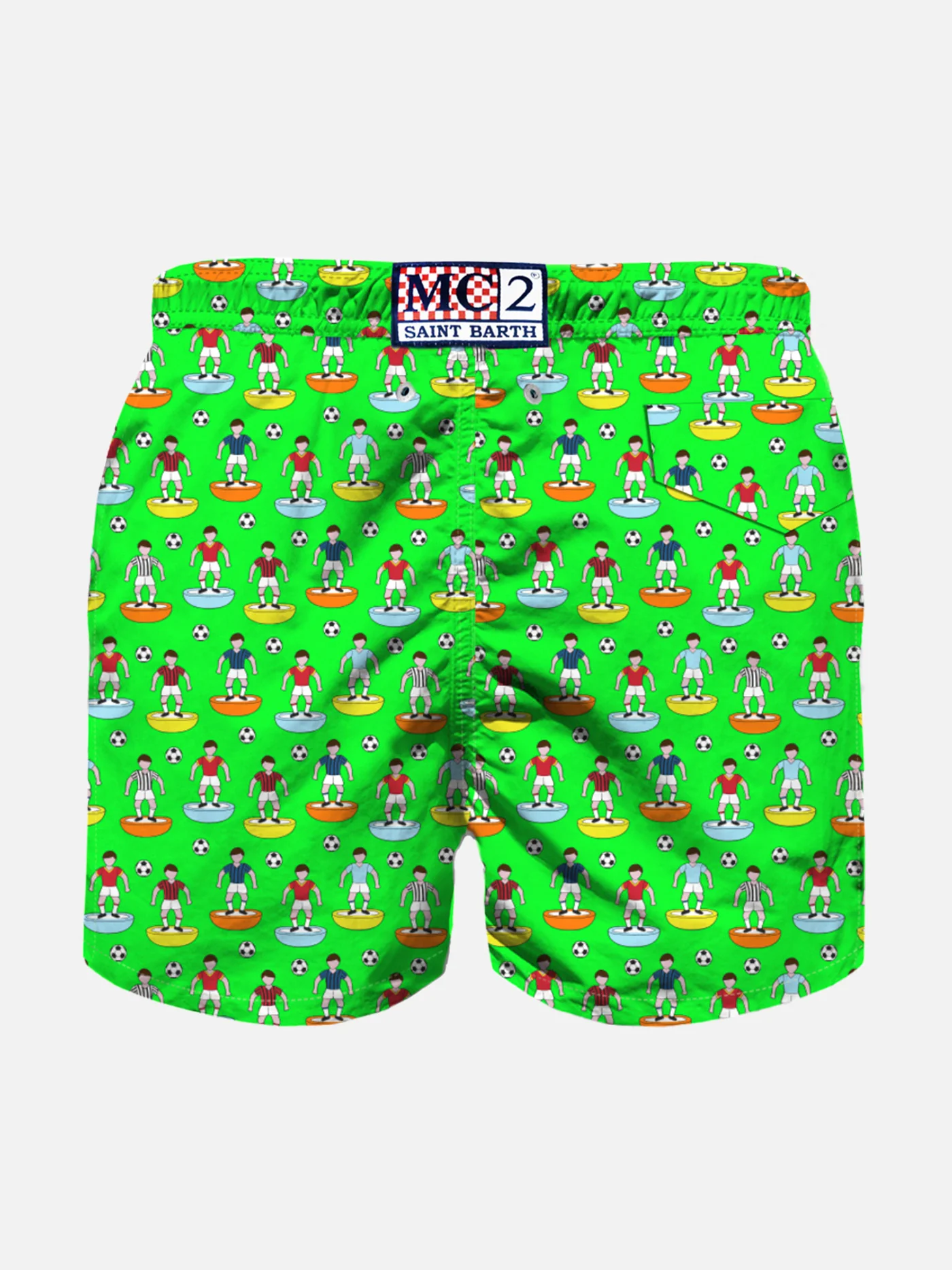 Boy swim shorts with multicolor football players - Image 2