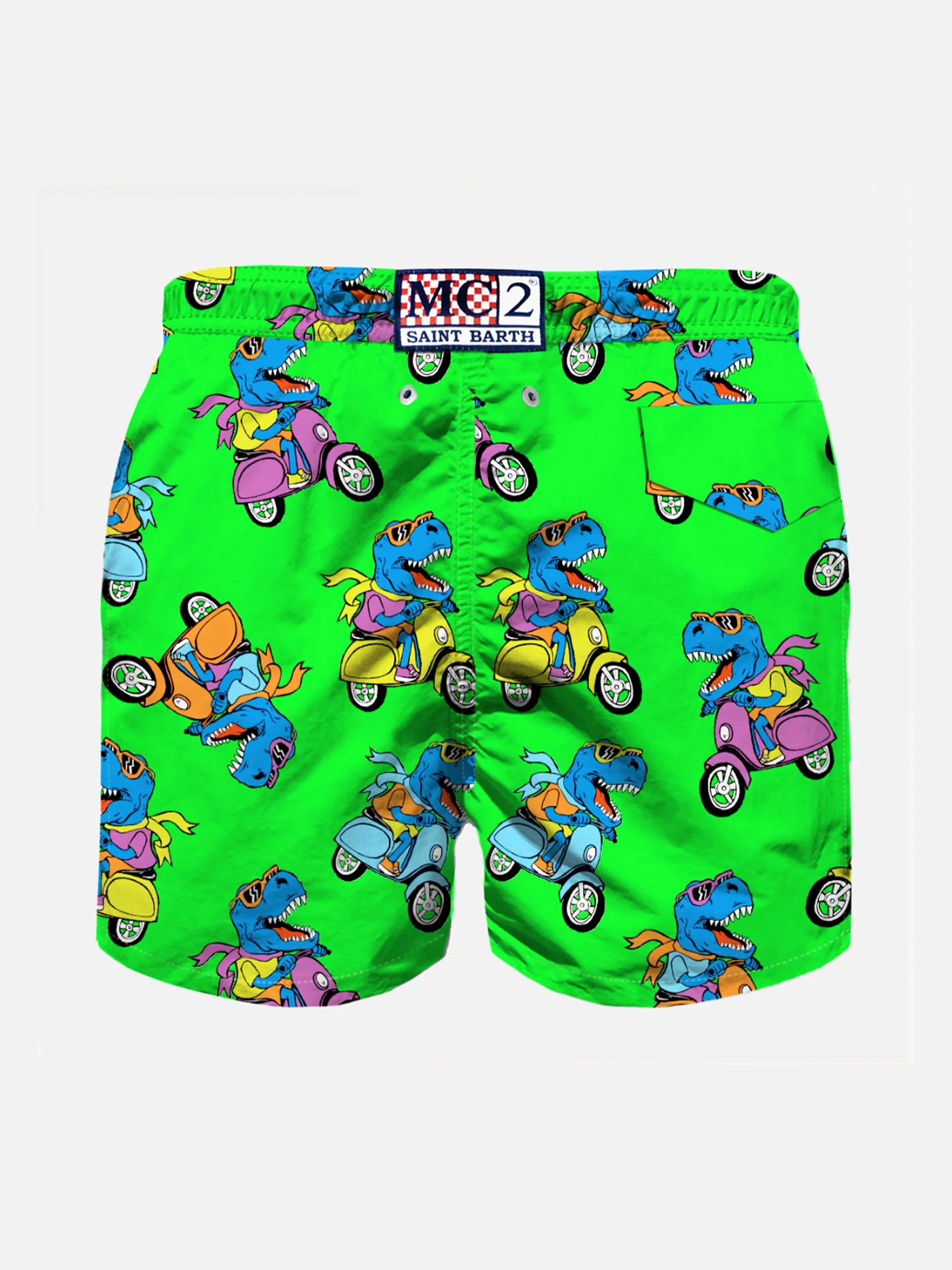 Boy swim shorts with multicolor rider t-rex - Image 2
