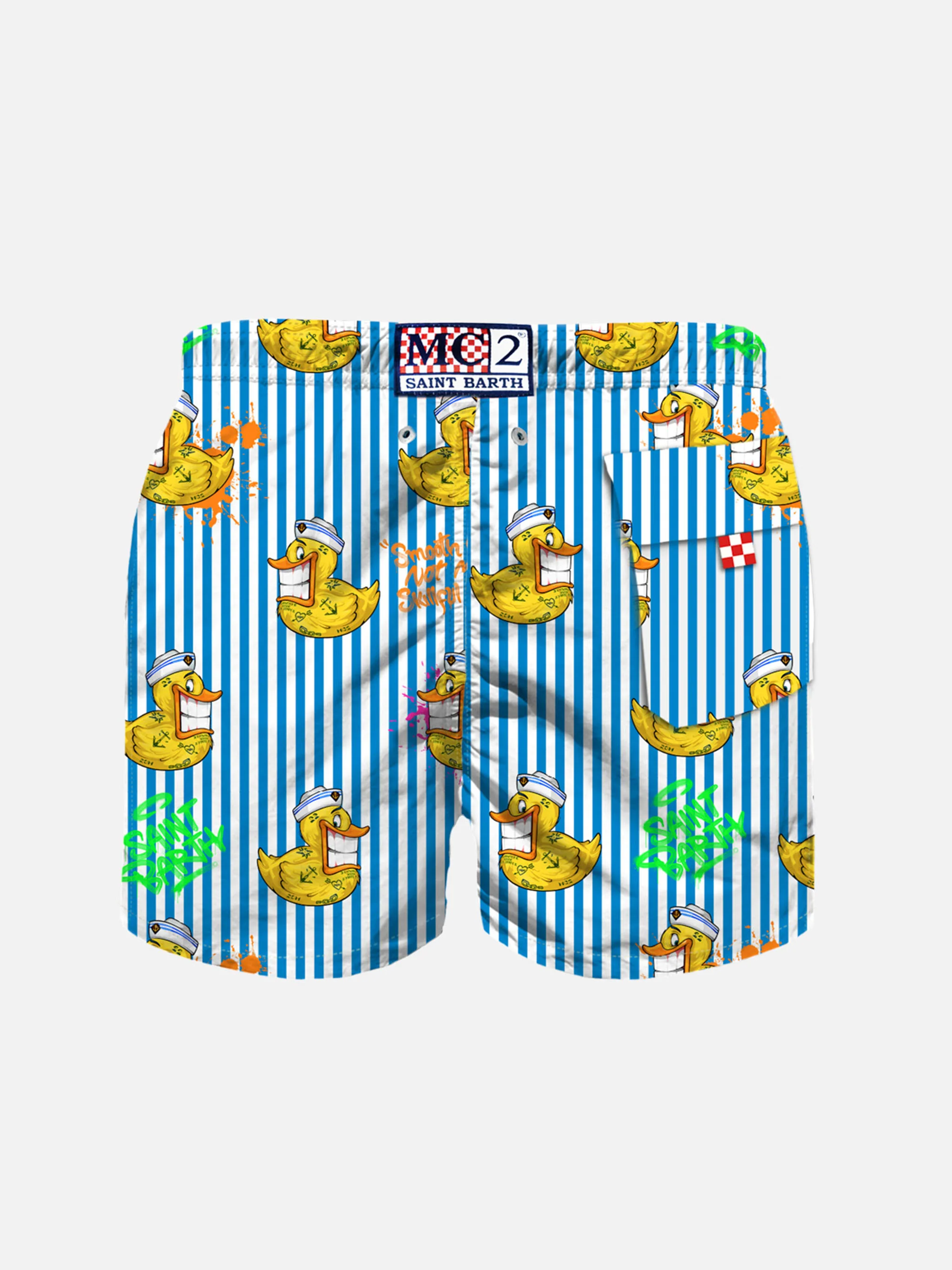 Boy swim shorts with Crypto ducky print | CRYPTO PUPPETS SPECIAL EDITION - Image 2
