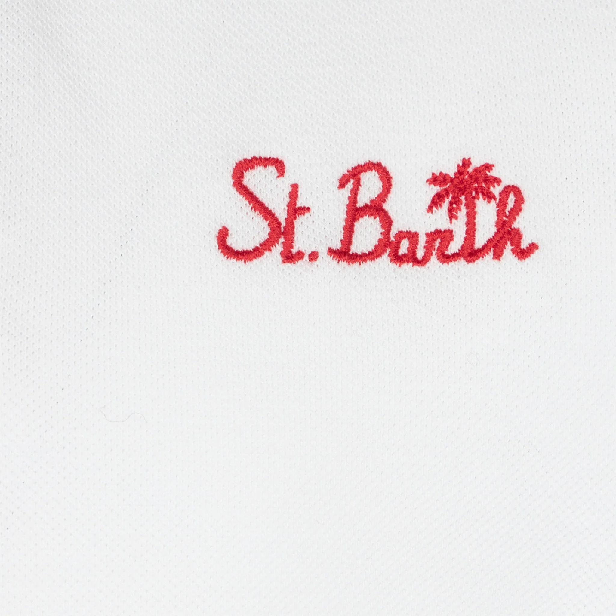 Boy white cotton piquet polo with embroidery - Image 3