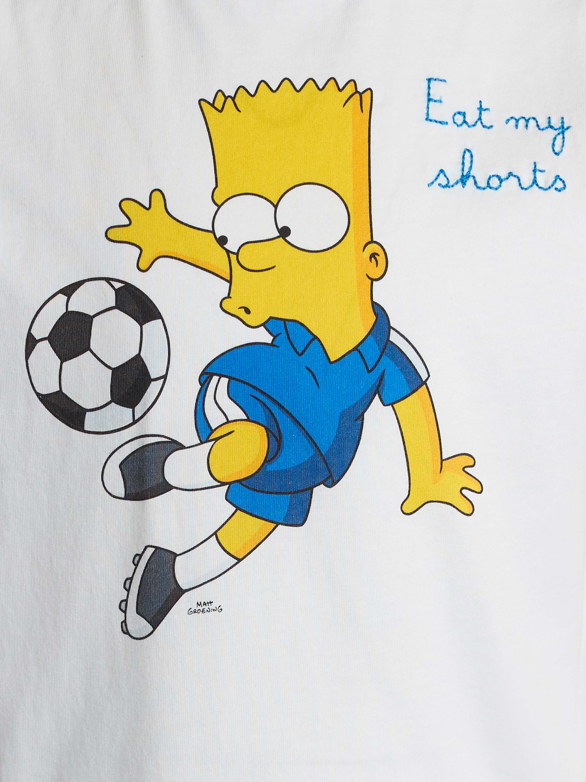 Boy white cotton t-shirt Dean Jr with Bart Simpson print and embroidery | THE SIMPSON SPECIAL EDITION - Image 2