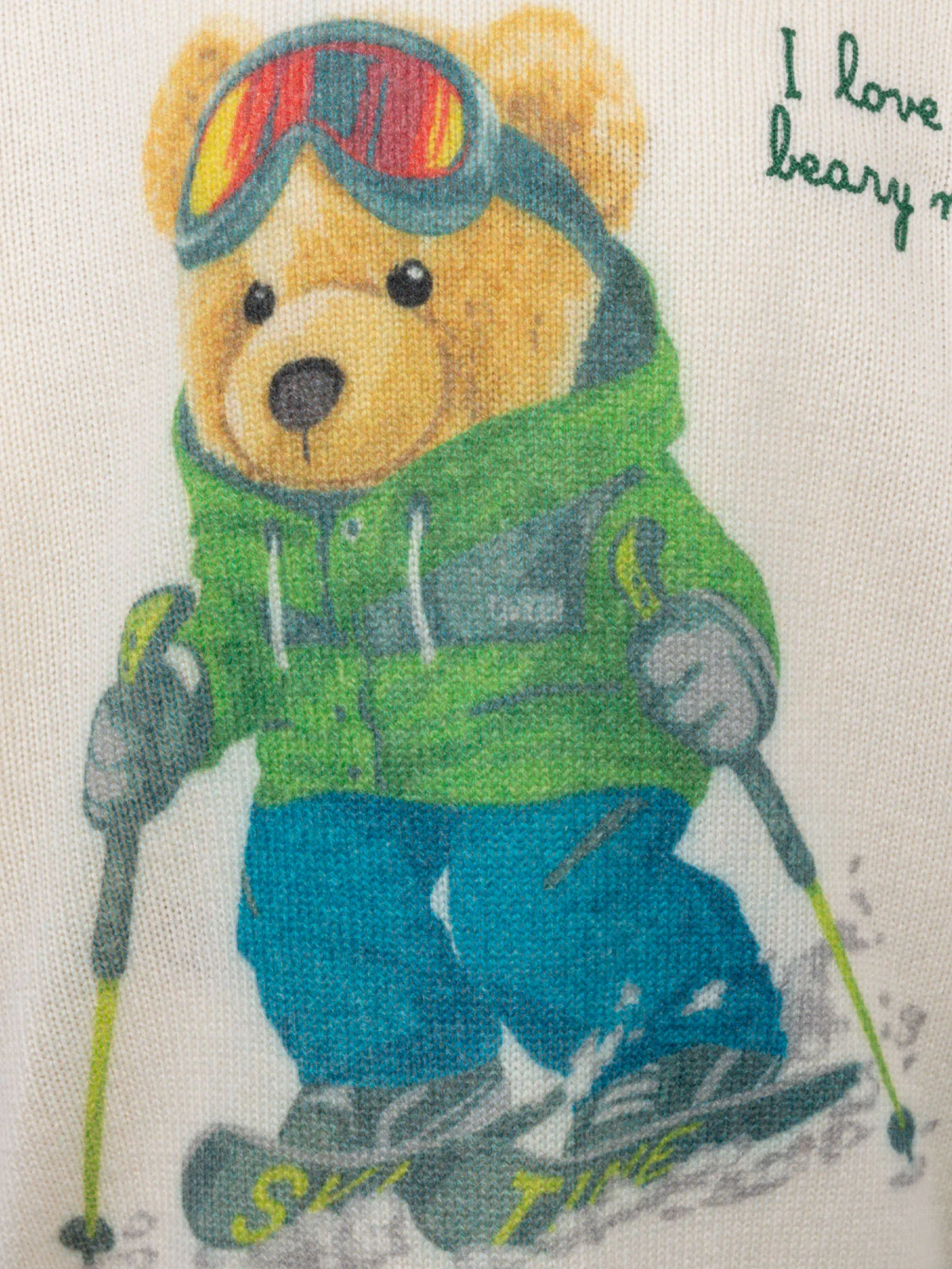 Boy white crewneck sweater Douglas with beary much embroidery - Image 3