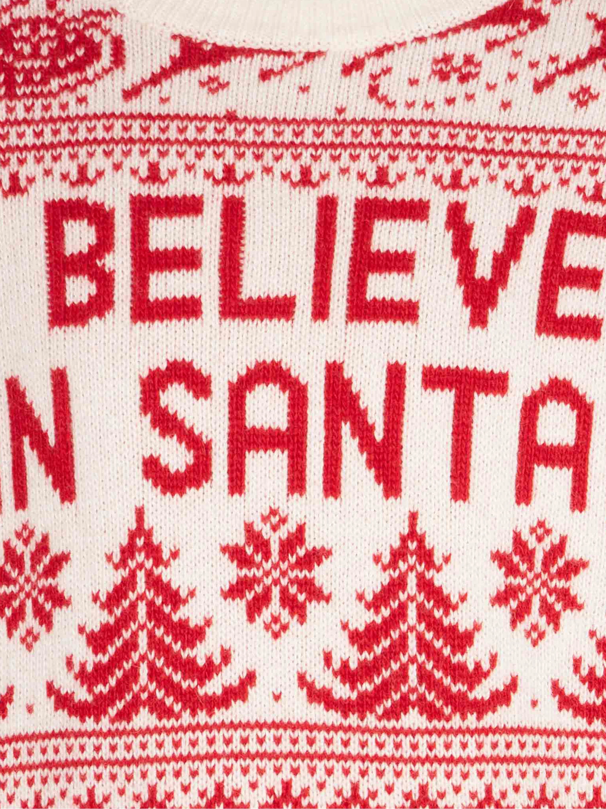 Boy white crewneck sweater with Christmas pattern - Image 3