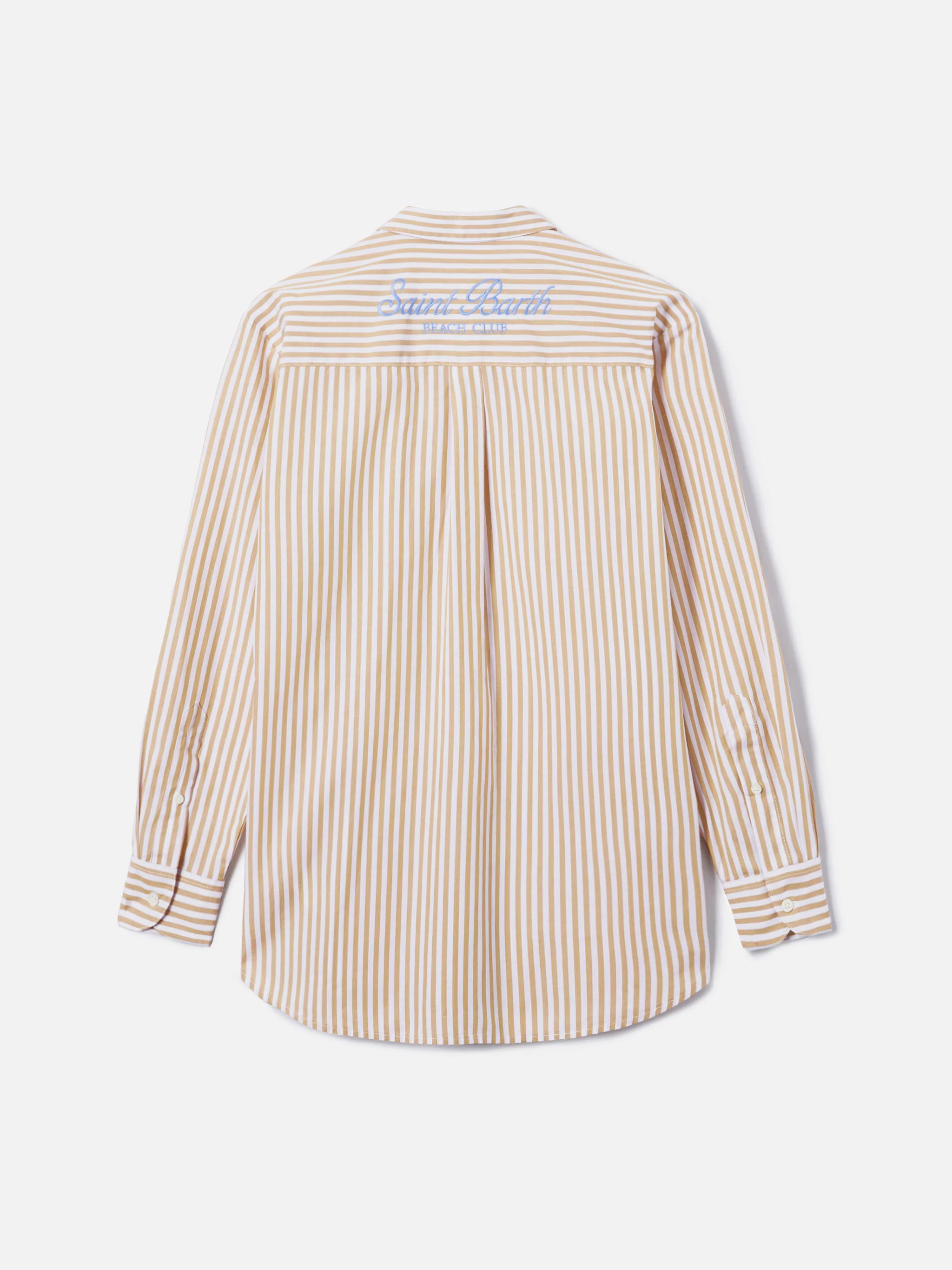 Brigitte cotton shirt with beige stripes and Sport Club embroidery - Image 6