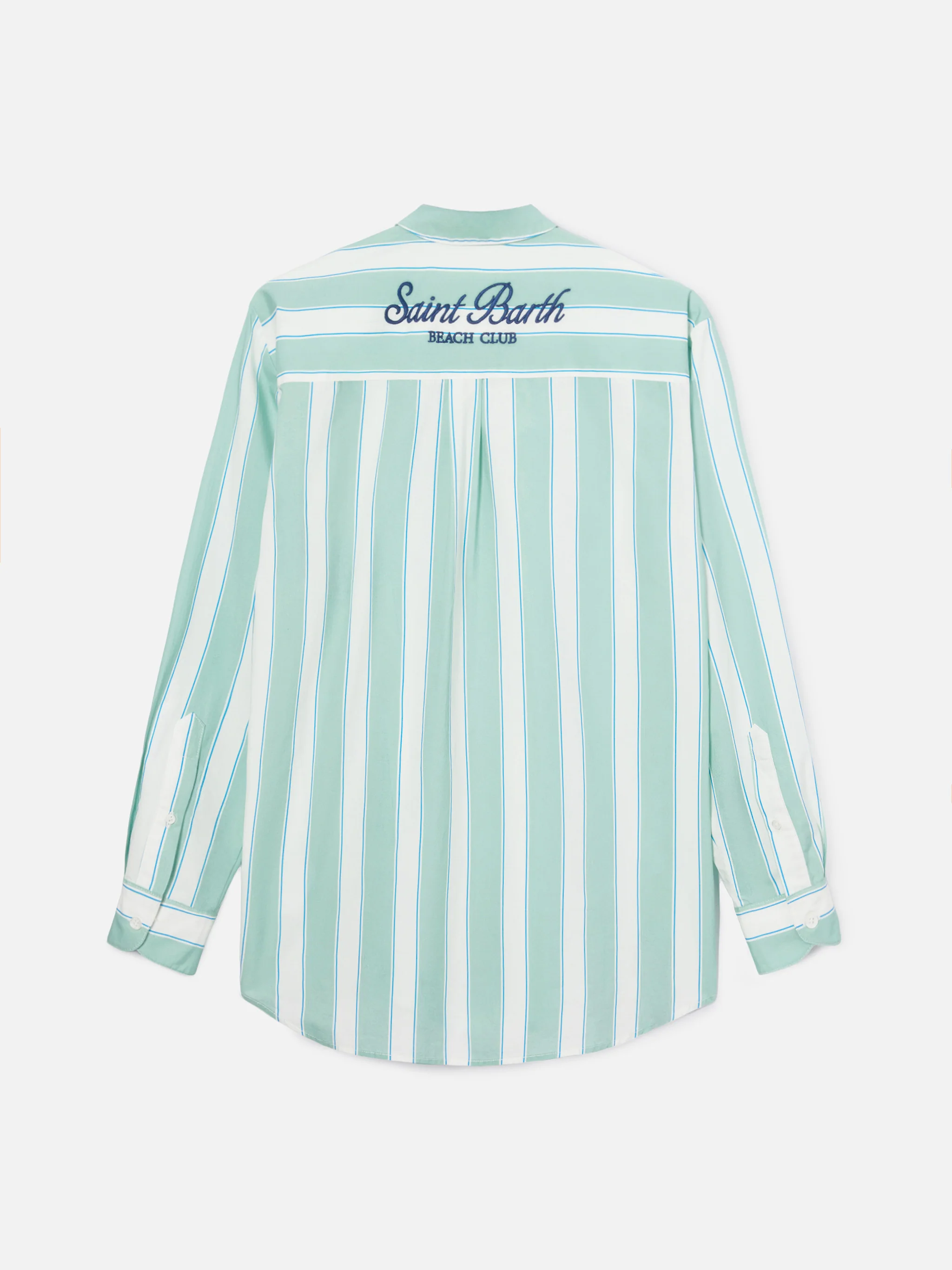 Brigitte cotton shirt with green stripes and Sport Club embroidery - Image 6