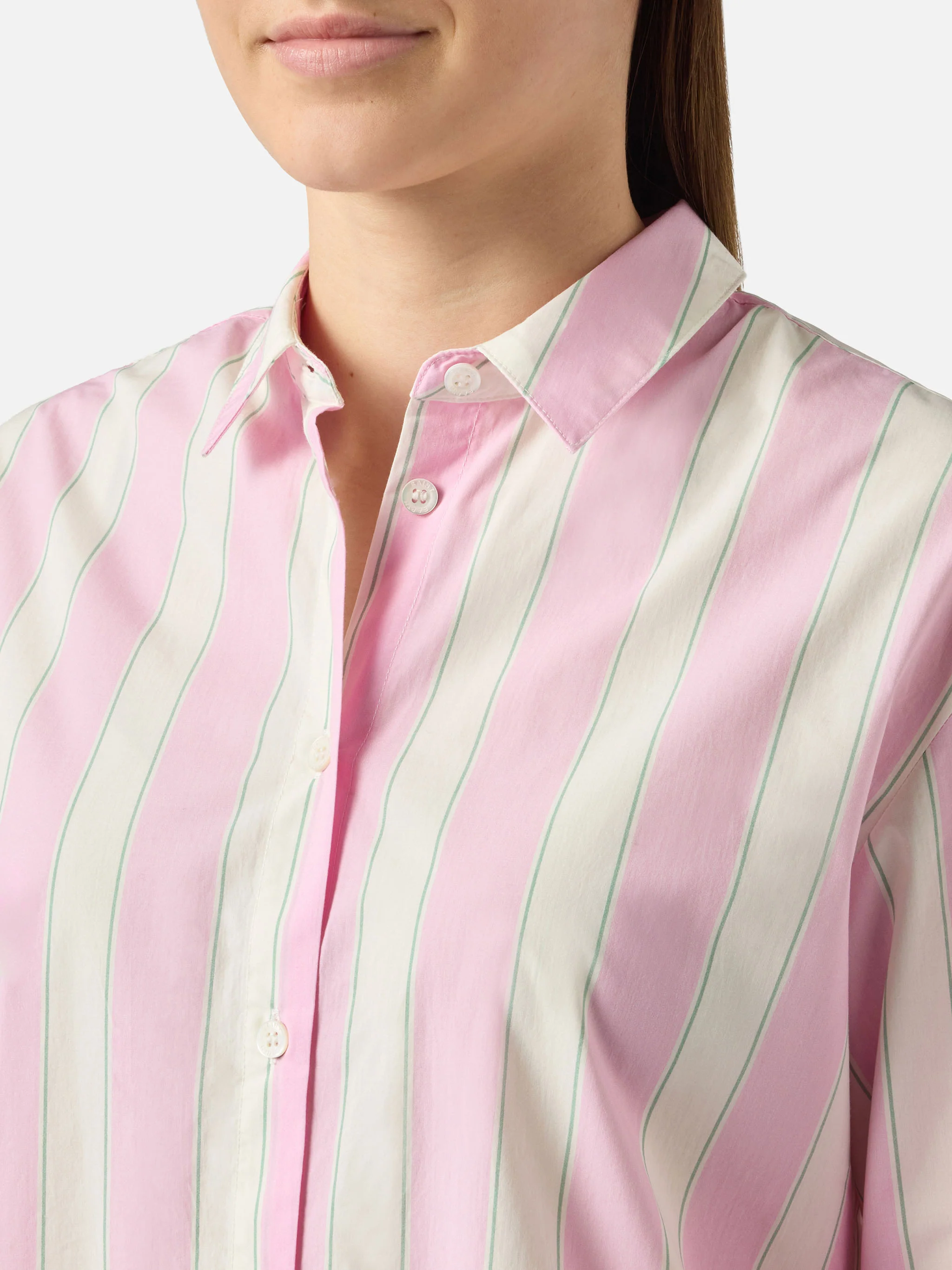 Brigitte cotton shirt with pink stripes and Sport Club embroidery - Image 3