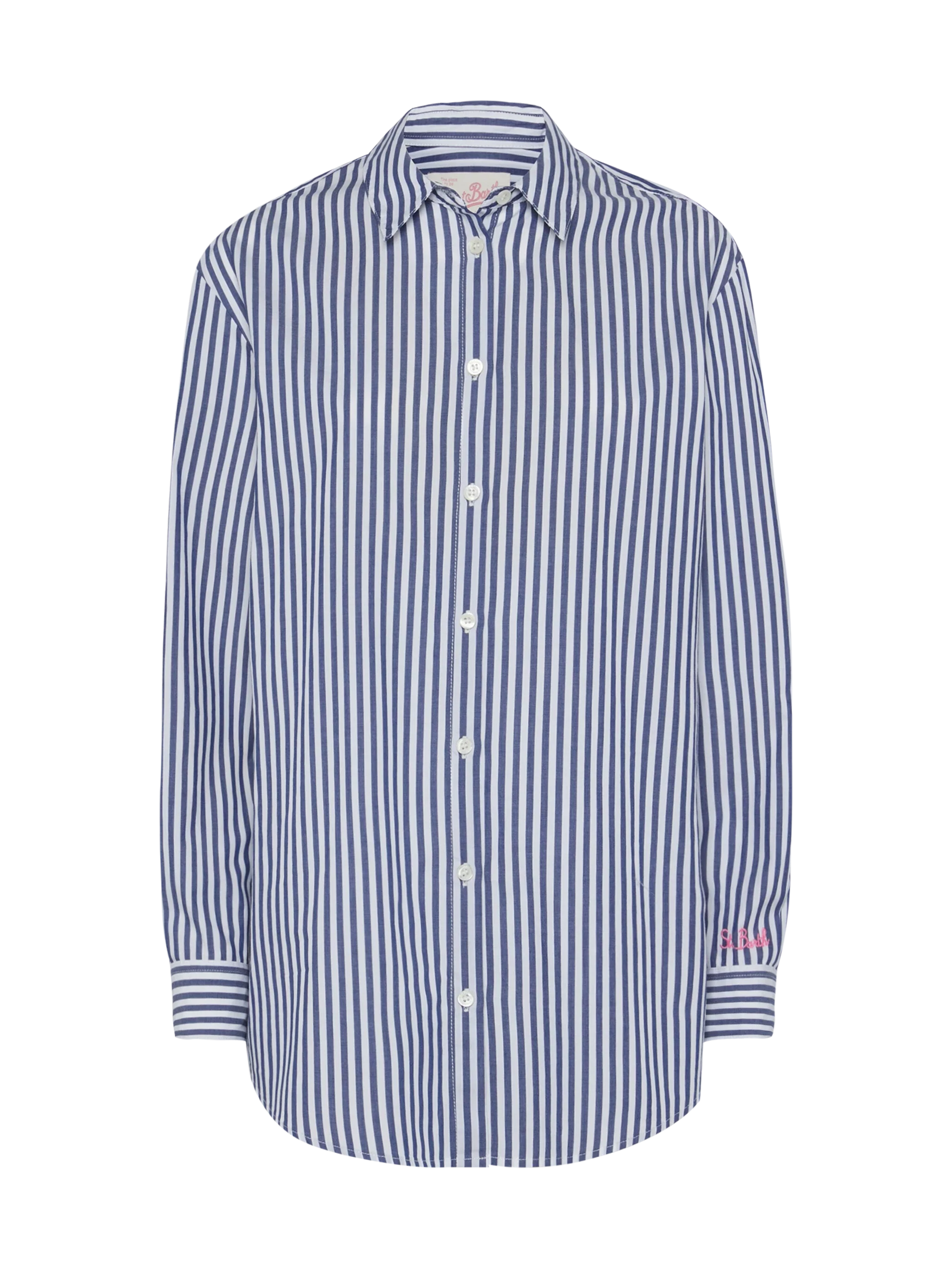 Brigitte striped-print cotton shirt with Saint Barth beach club embroidery - Image 6