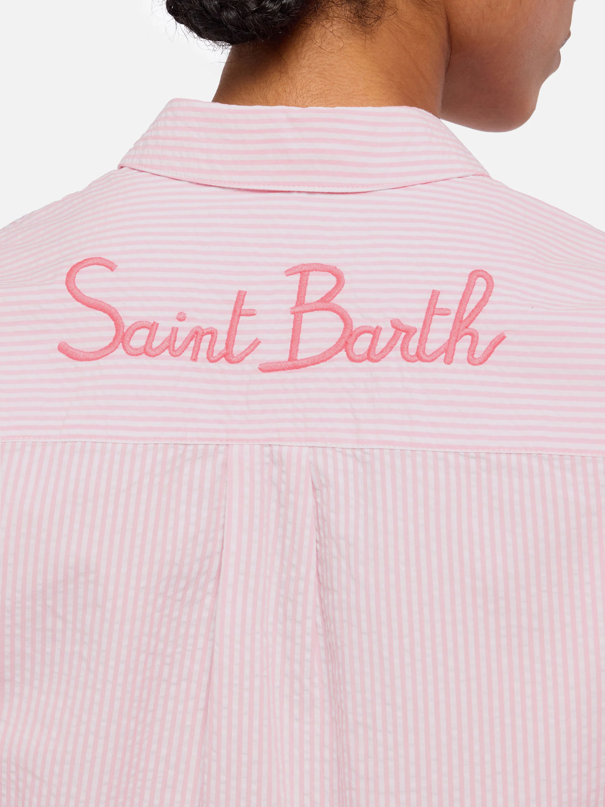 Brigitte striped-print seersucker shirt with Saint Barth embroidery - Image 2