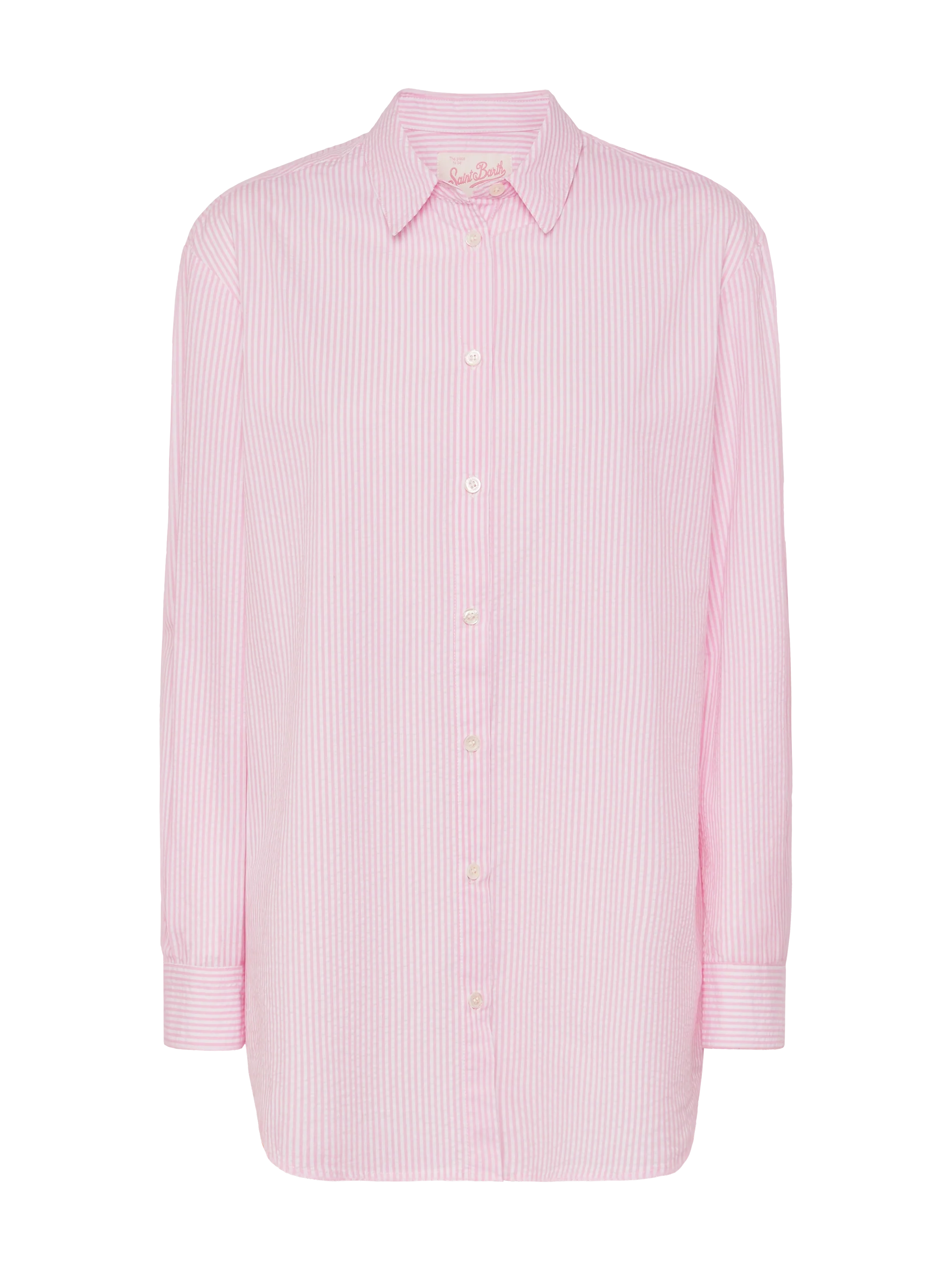 Brigitte striped-print seersucker shirt with Saint Barth embroidery - Image 3