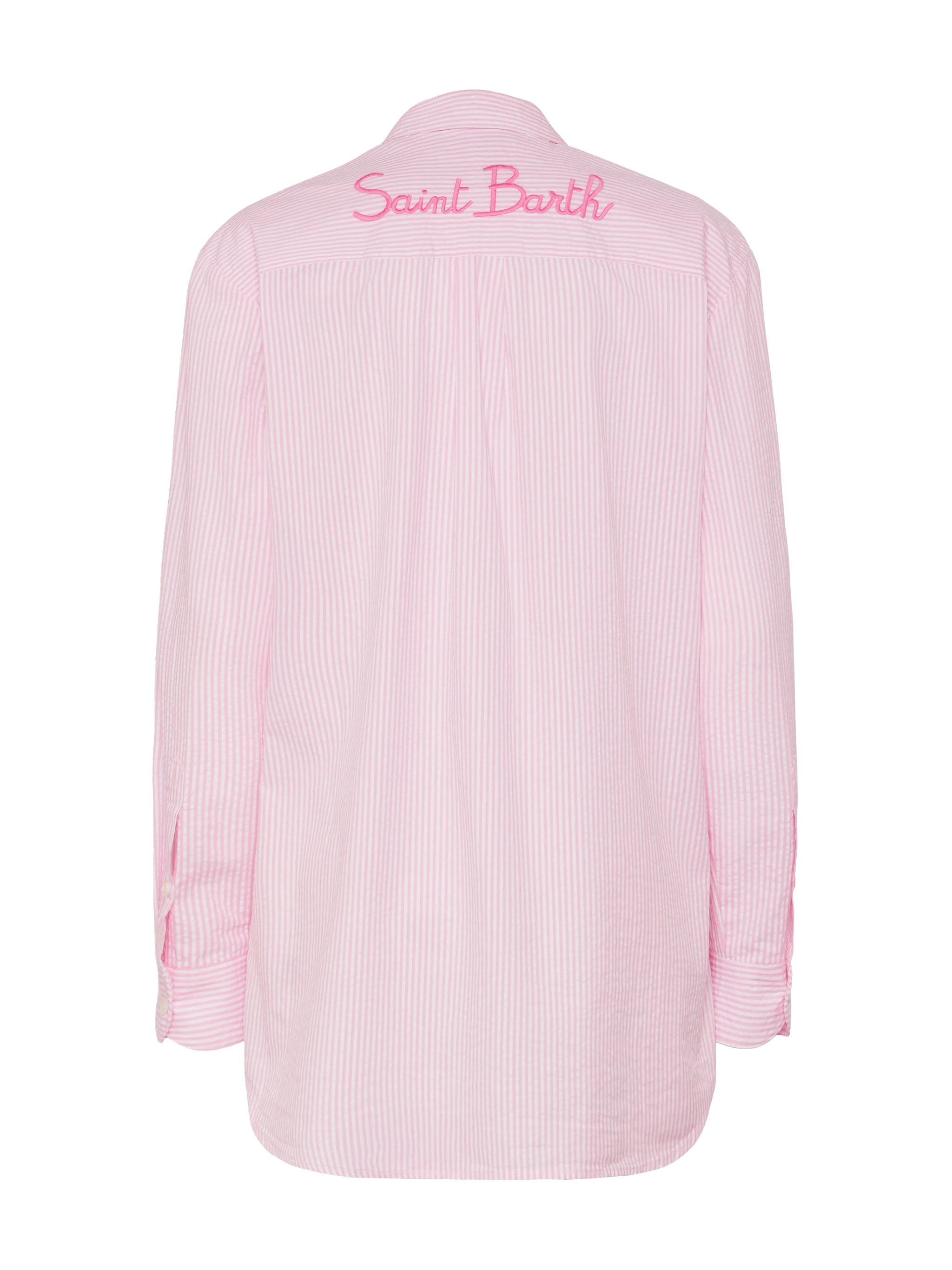 Brigitte striped-print seersucker shirt with Saint Barth embroidery - Image 4