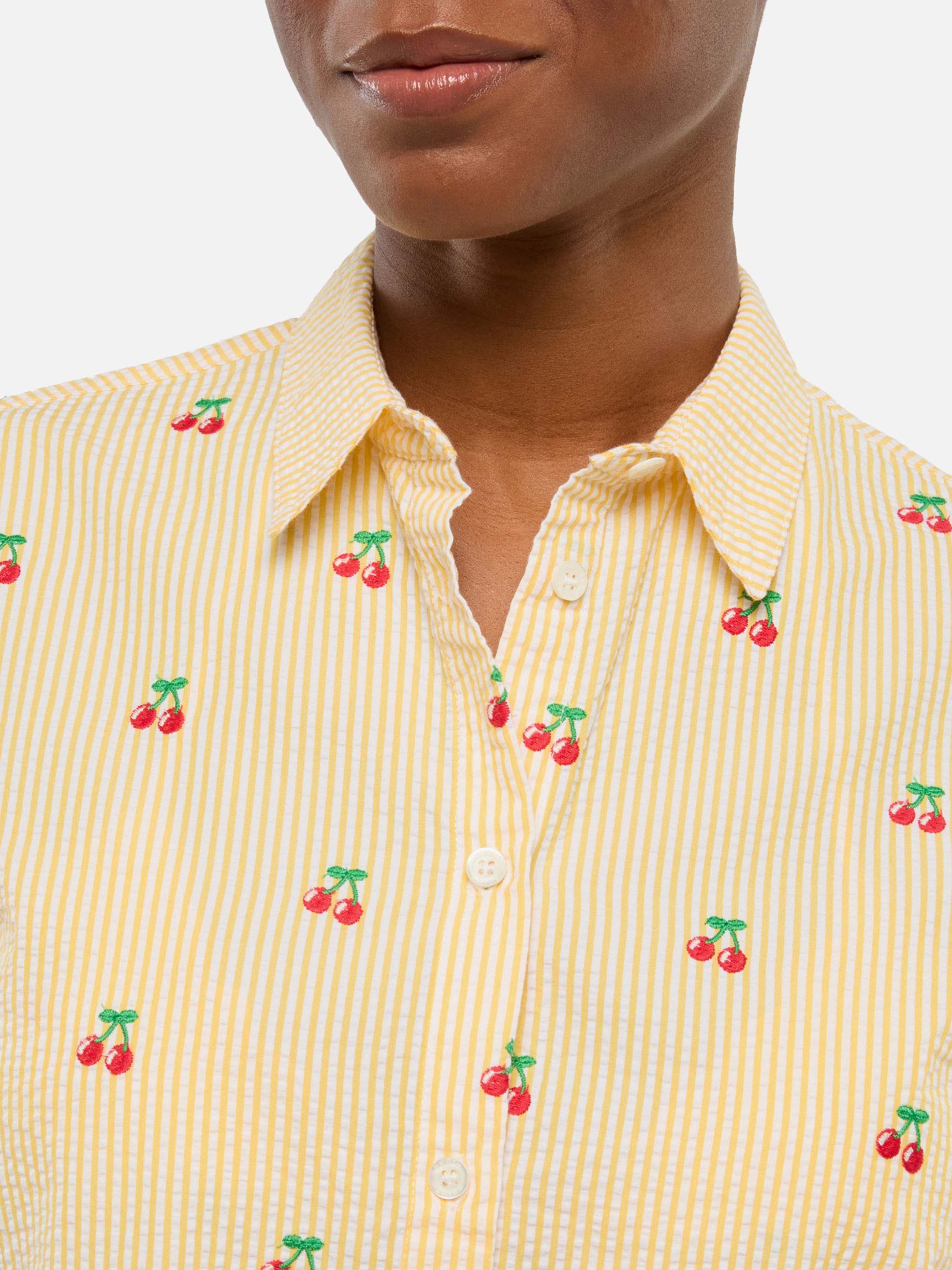 Brigitte striped-print seersucker shirt with Saint Barth embroidery - Image 2