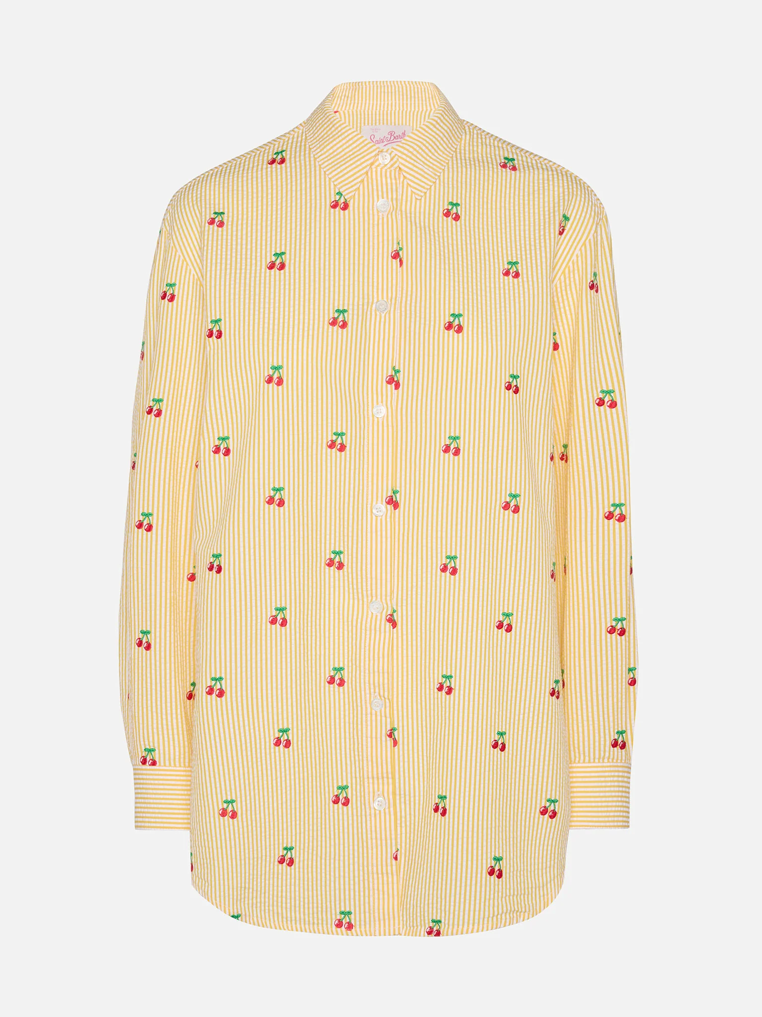 Brigitte striped-print seersucker shirt with Saint Barth embroidery - Image 4