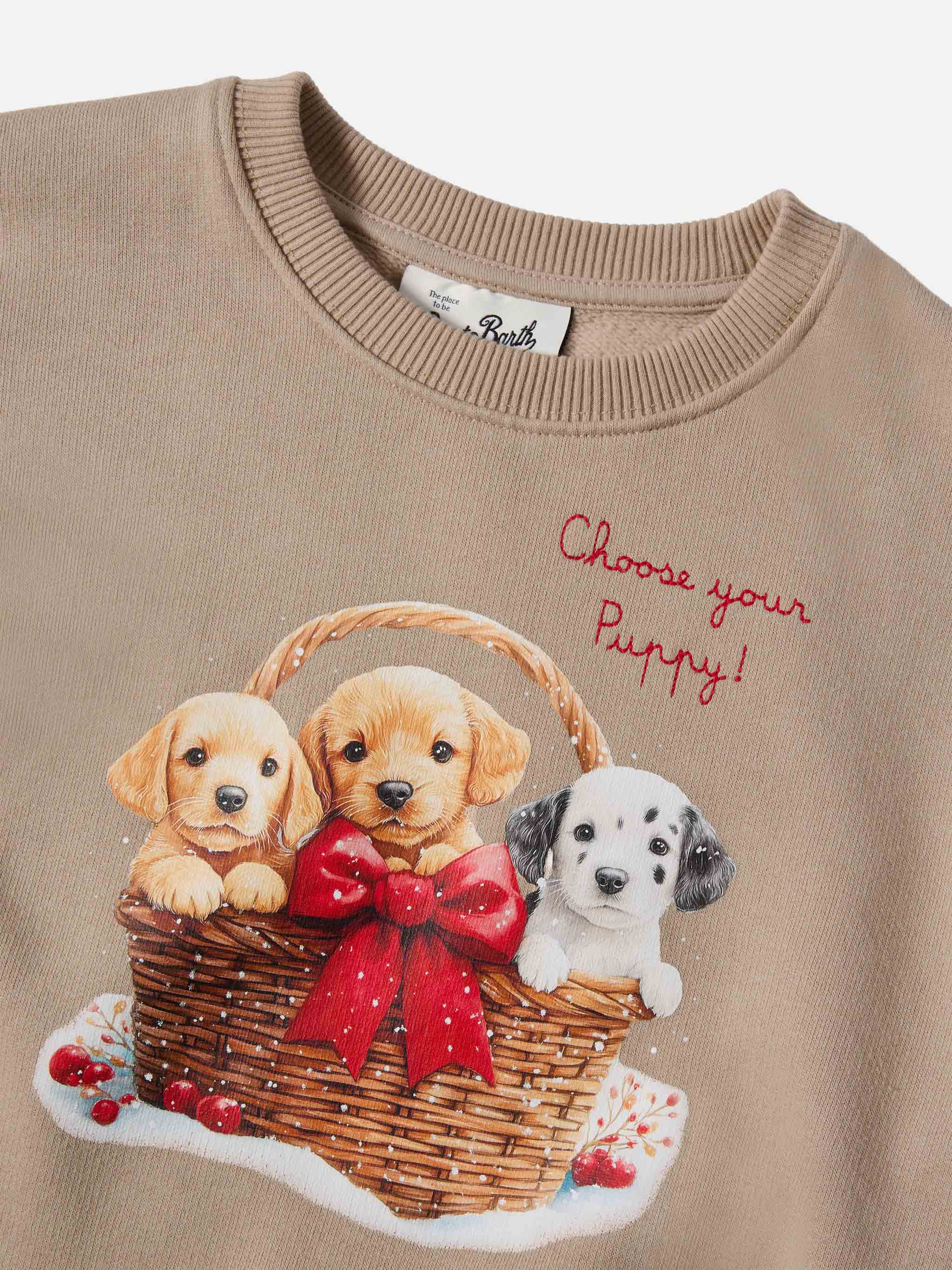 Briony crewneck sweatshirt with puppies print and embroidery - Image 2