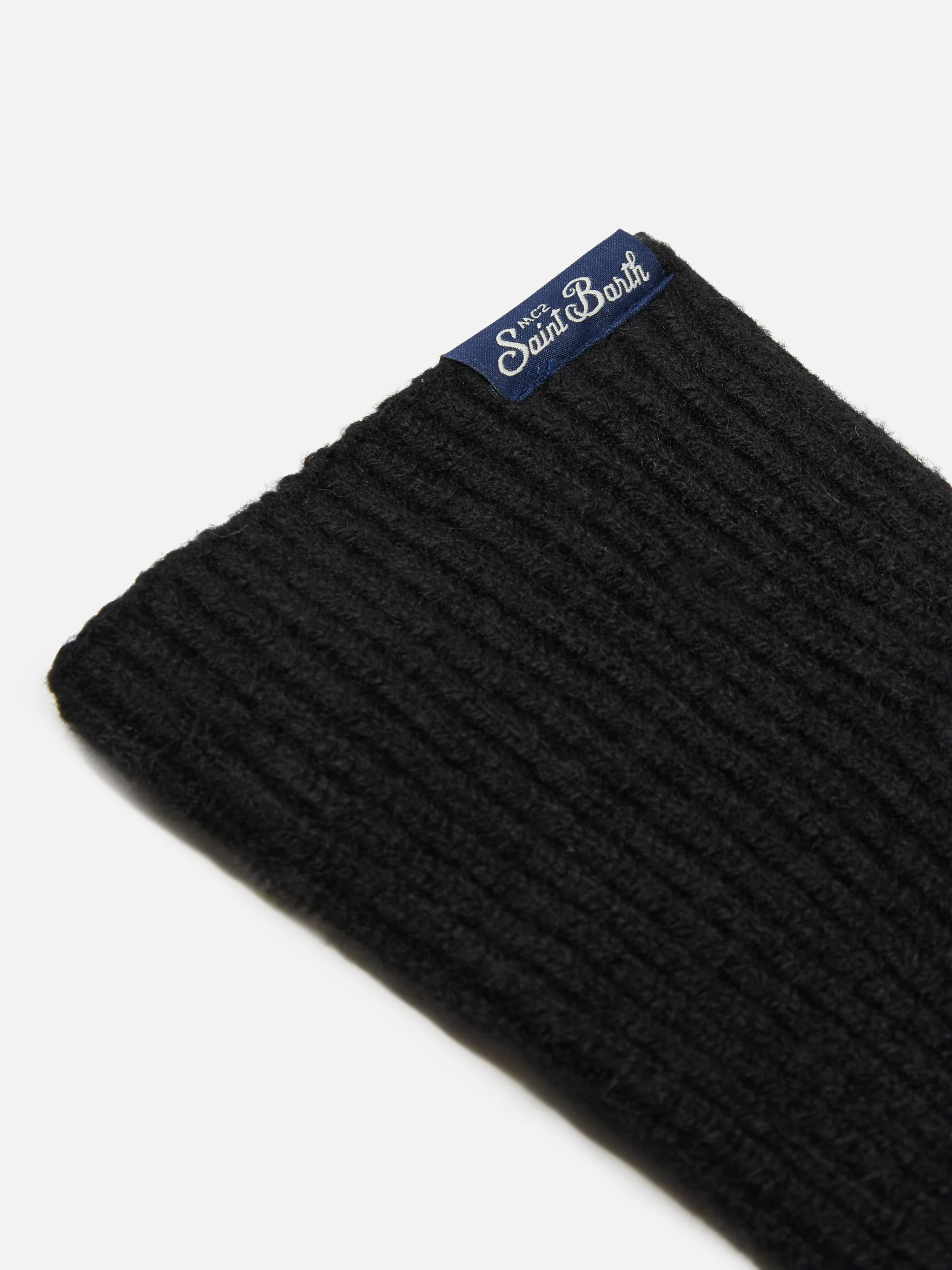 Brixton ribbed stretch cashmere-blend gloves in black - Image 3
