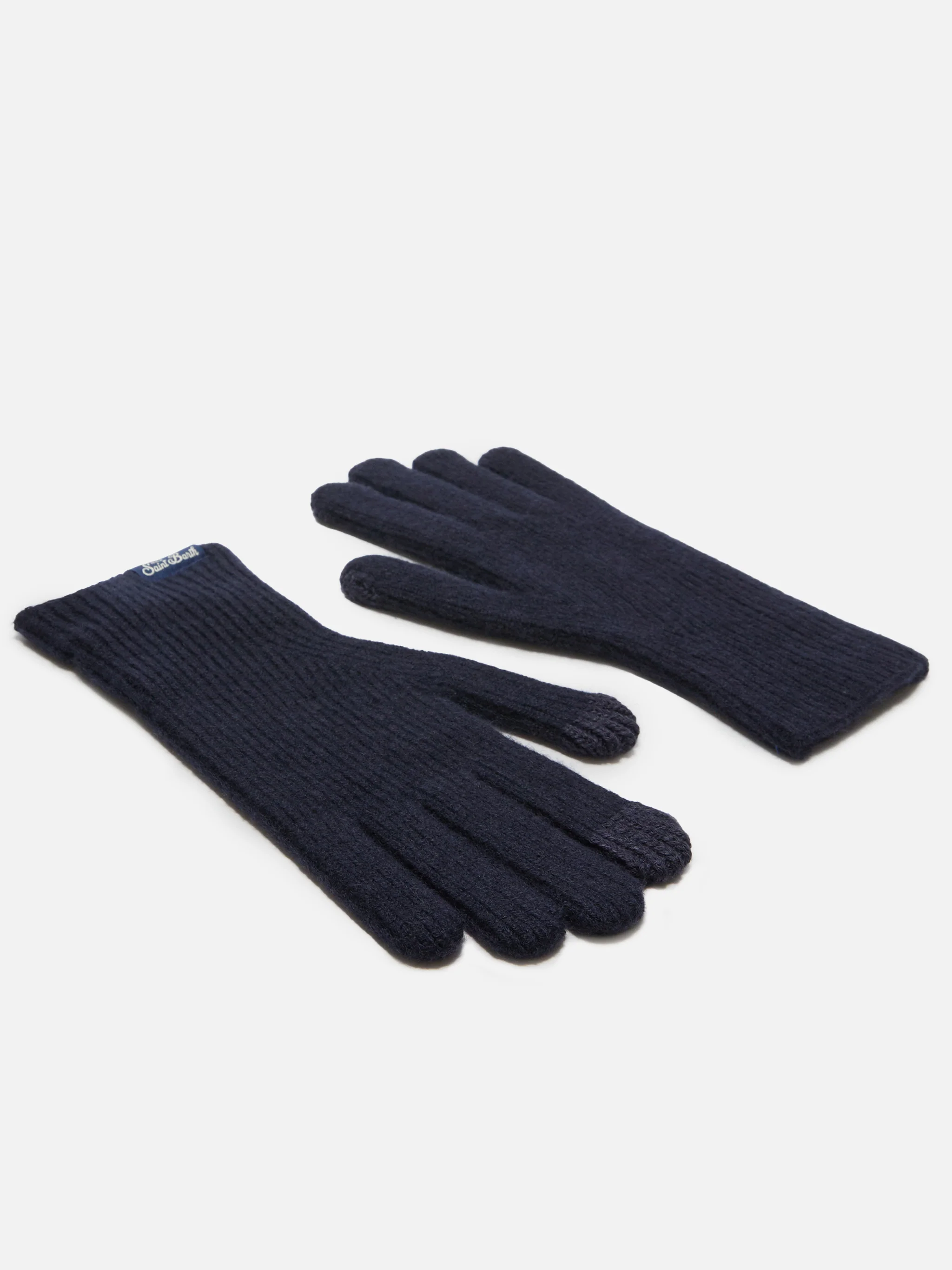 Brixton ribbed stretch cashmere-blend gloves in night blue - Image 2