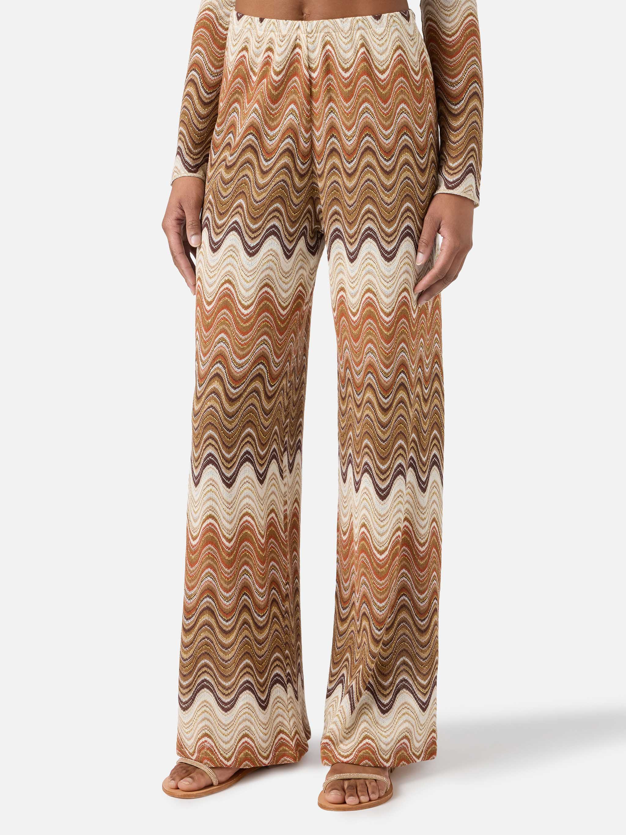 Brown Amalia degradé raschel long trousers