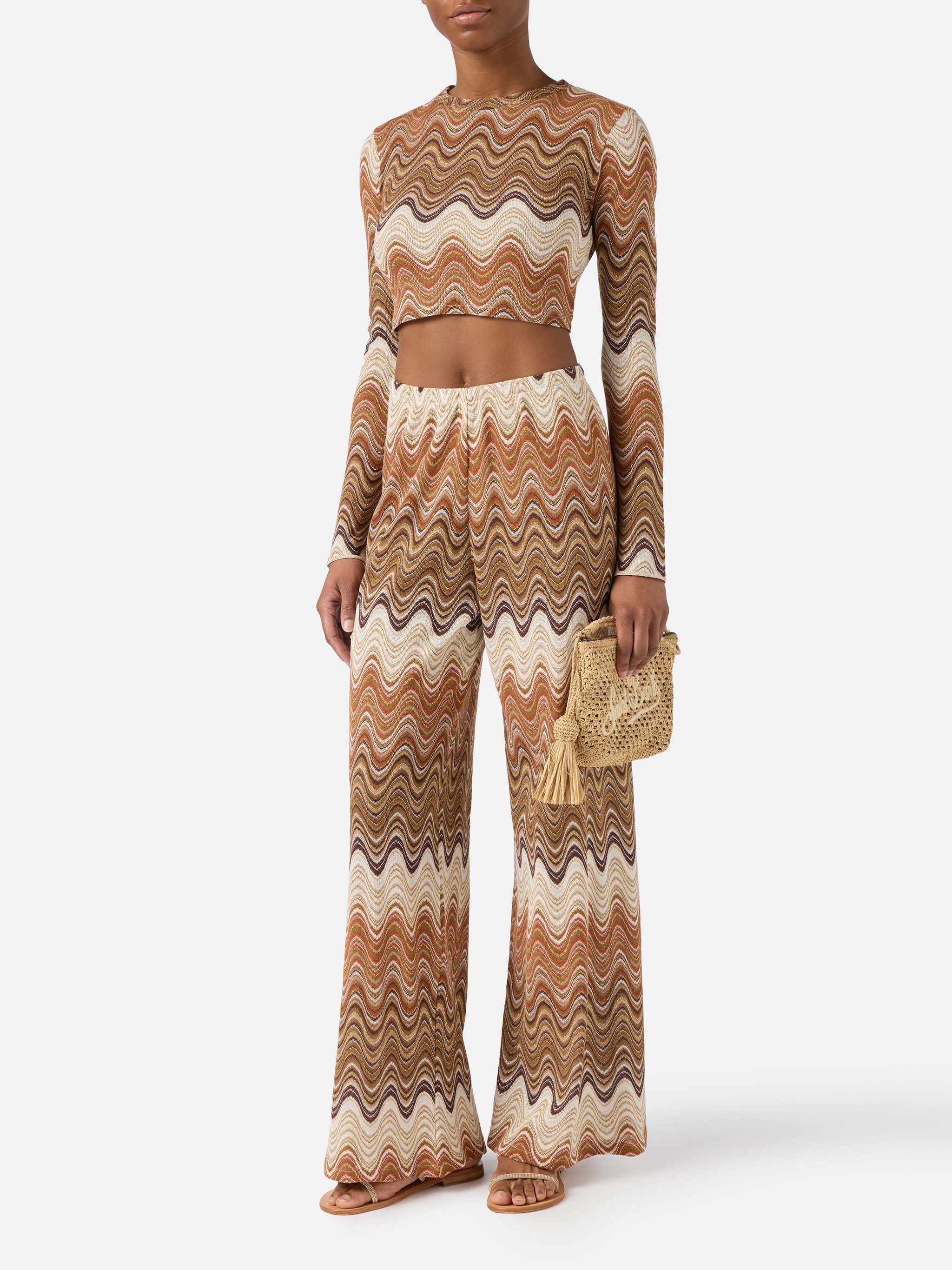 Brown Amalia degradé raschel long trousers - Image 2