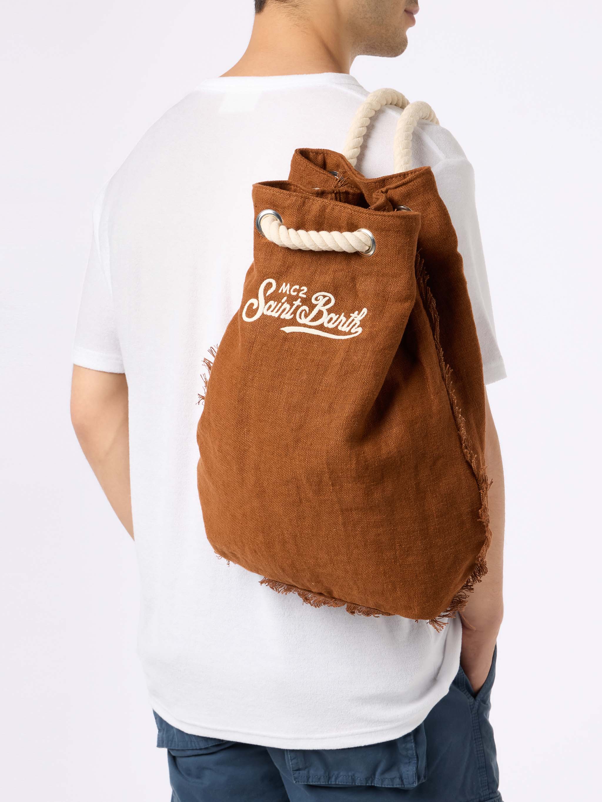 Brown boat linen backpack - Image 2