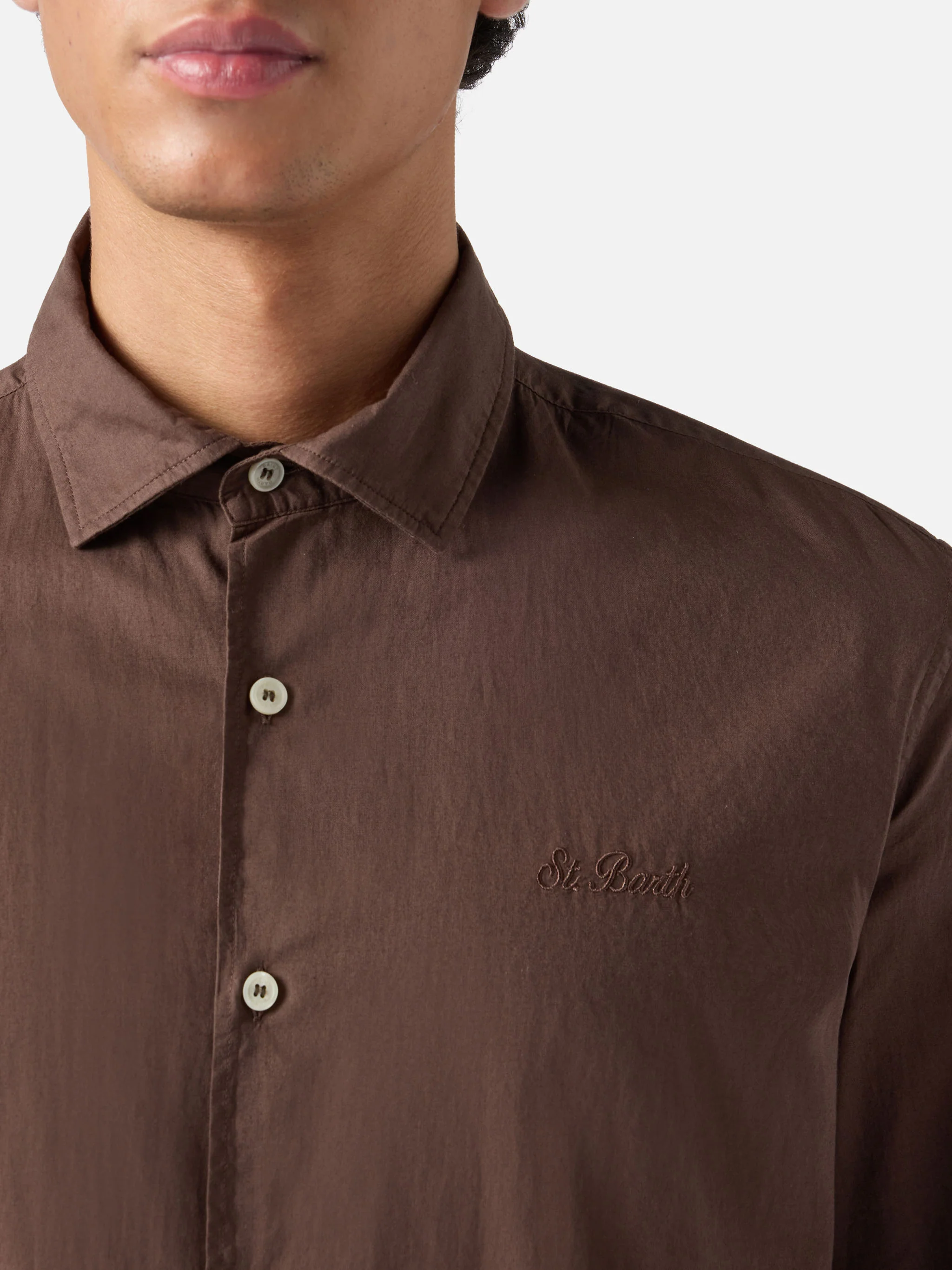Brown Chemise Ice shirt in pure cotton voile - Image 2