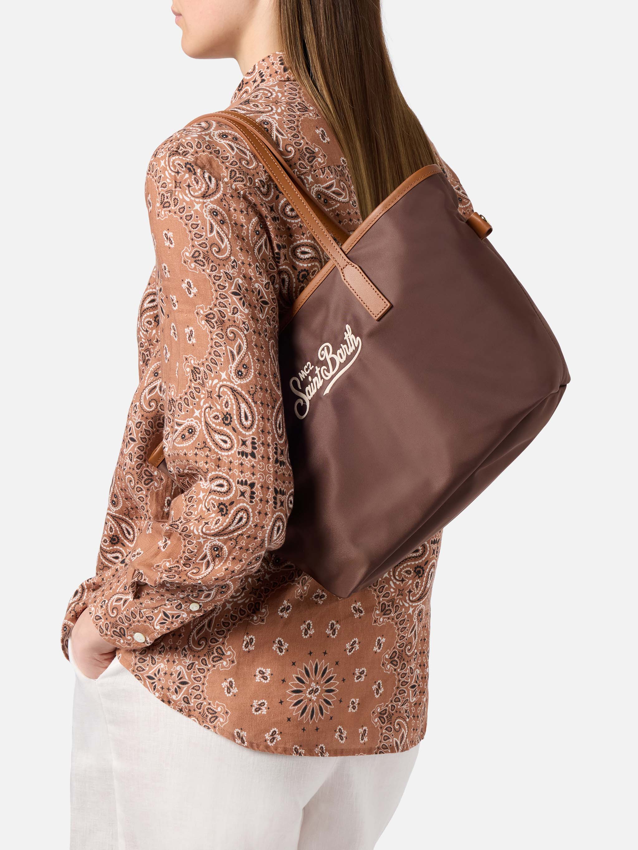Brown City medium nylon bag - Image 2