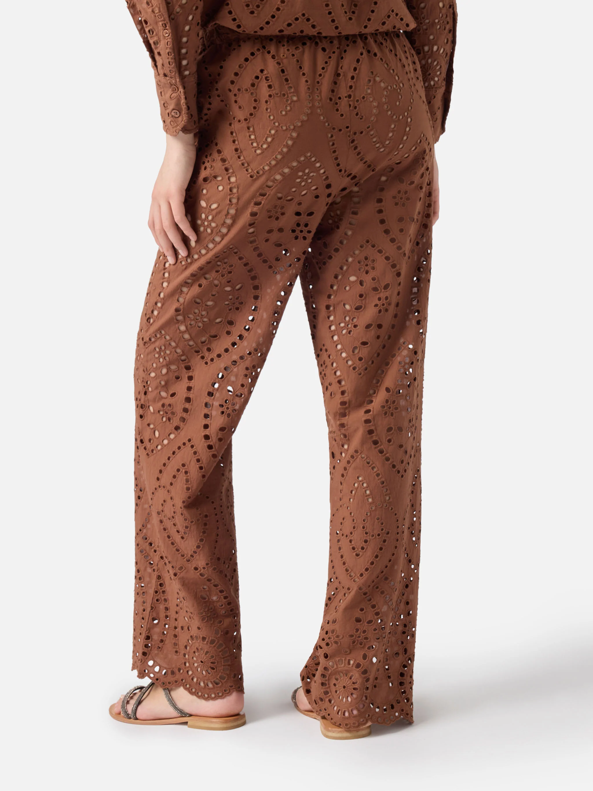 Brown Inez broderie anglaise trousers - Image 3