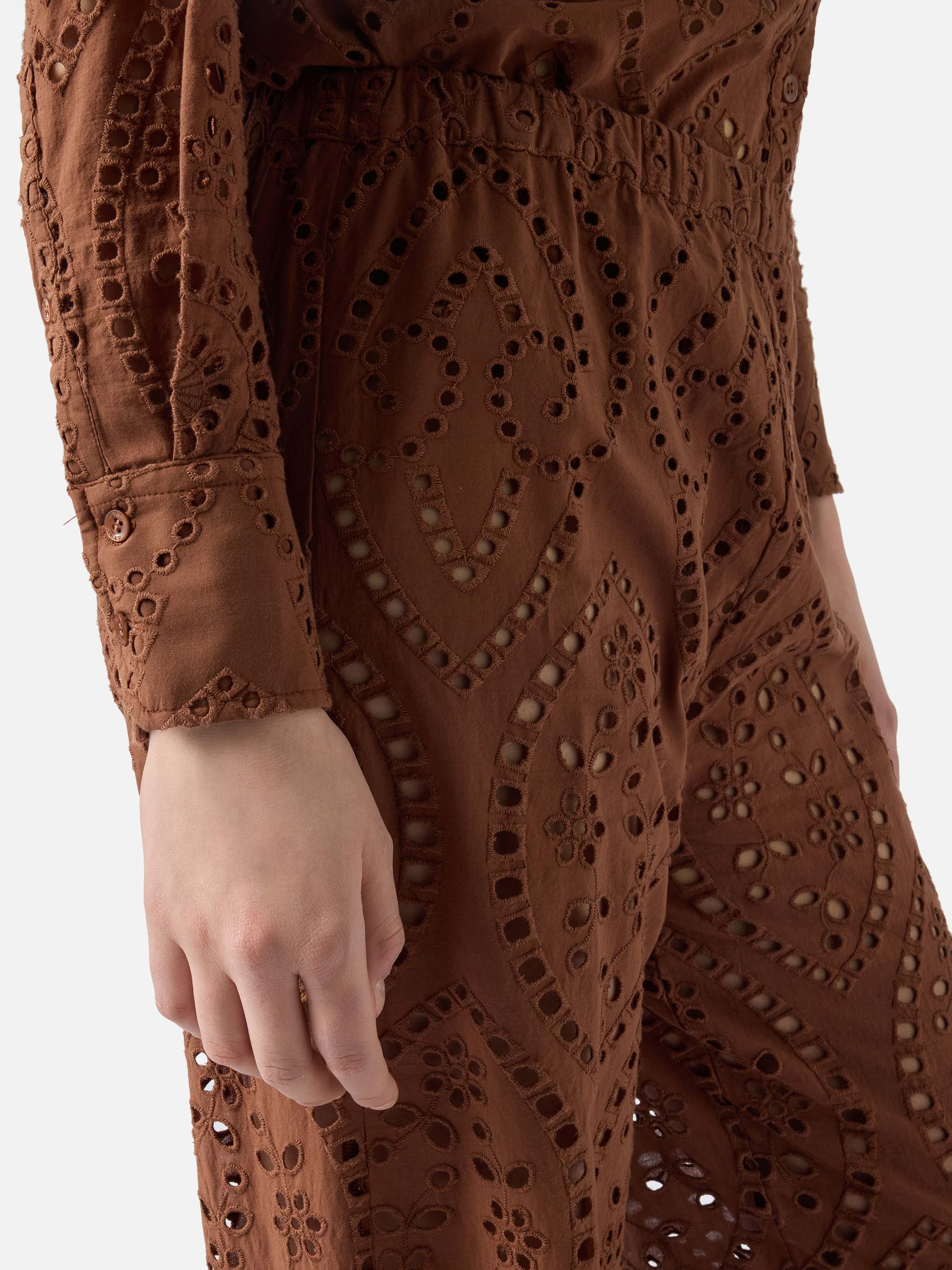 Brown Inez broderie anglaise trousers - Image 4