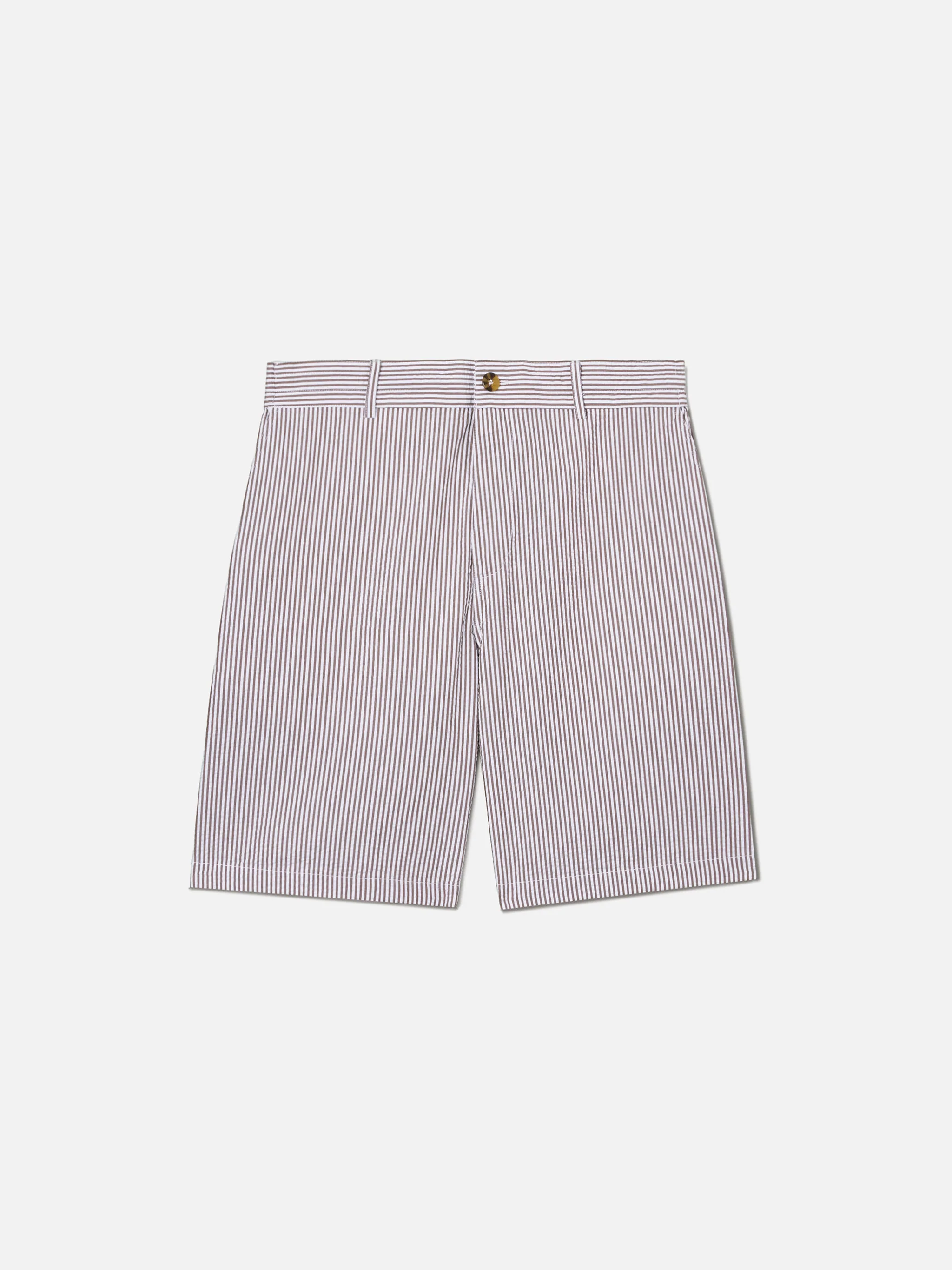 Brown Ischia bermuda shorts in striped seersucker - Image 4