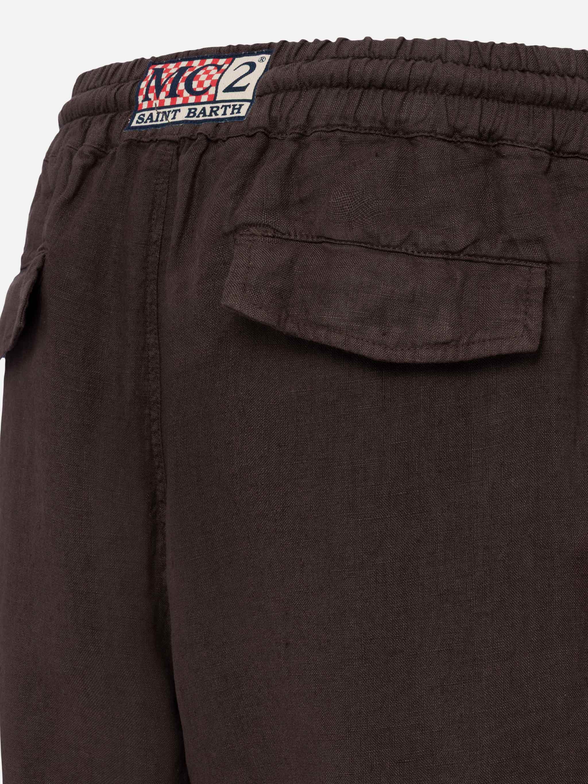 Brown linen bermuda Marseille - Image 7