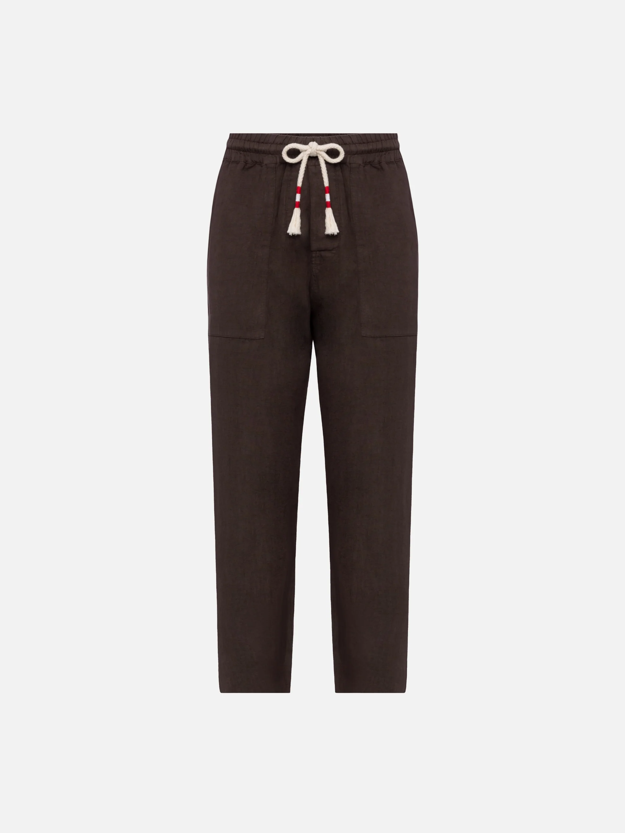 Brown linen pants Calais with drawstring - Image 4