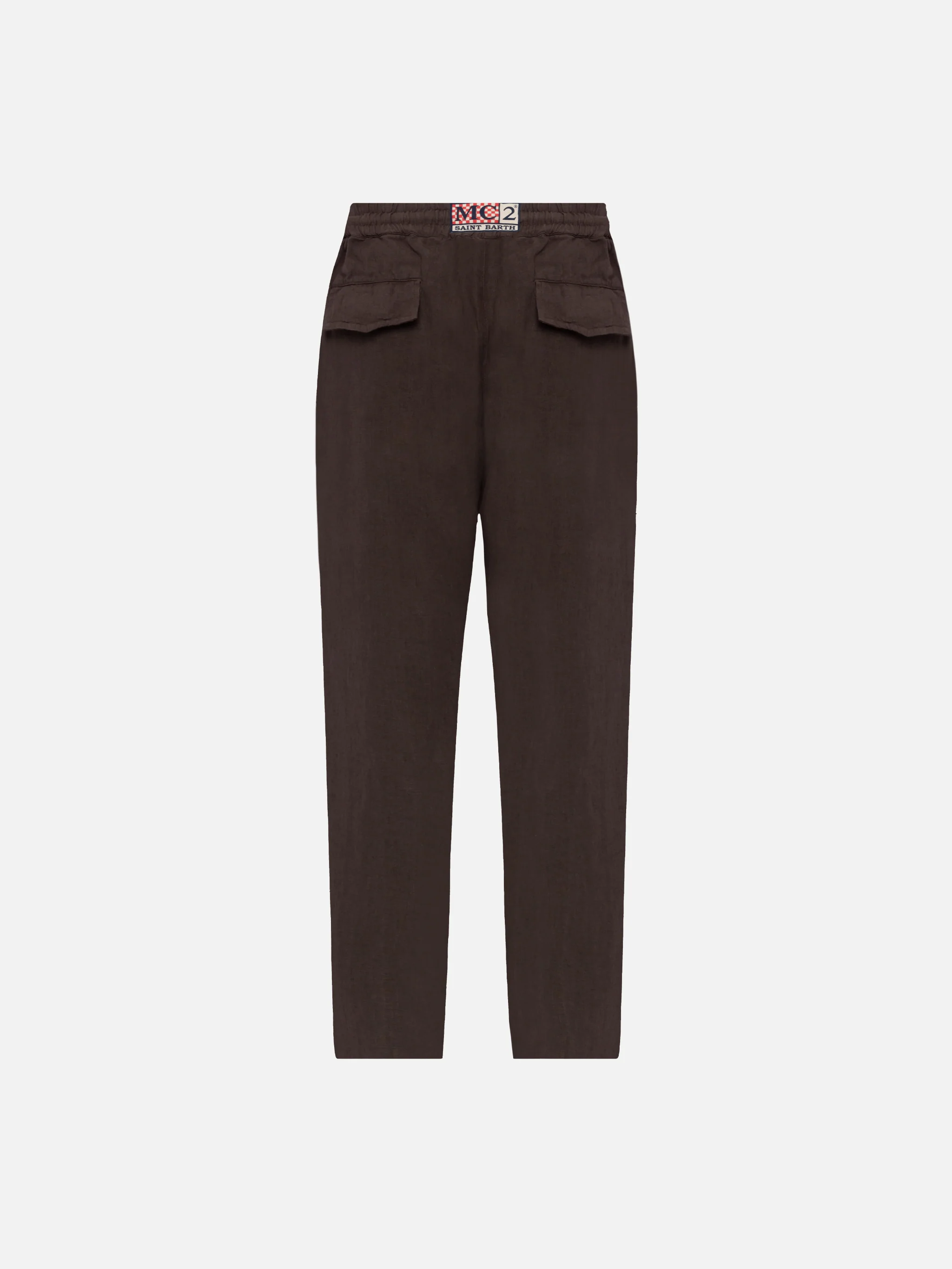 Brown linen pants Calais with drawstring - Image 5