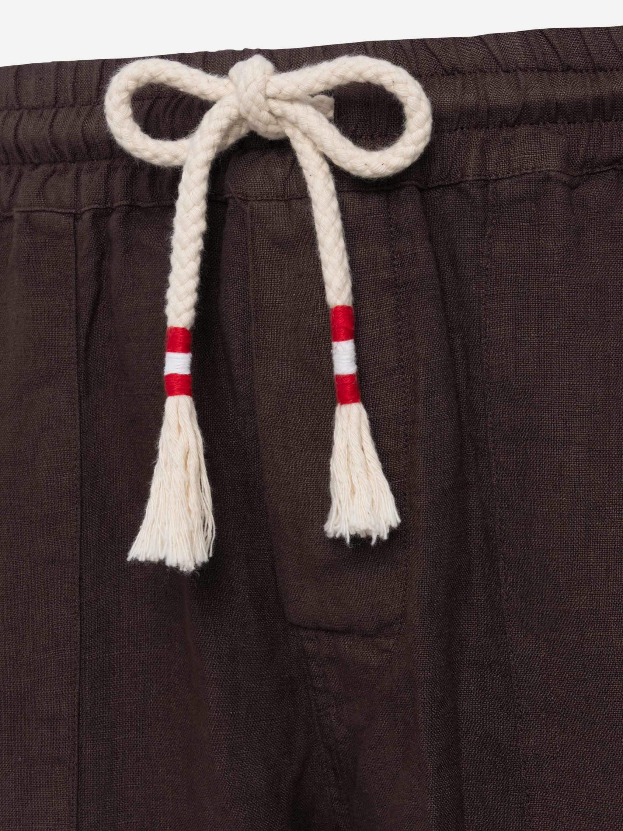 Brown linen pants Calais with drawstring - Image 6