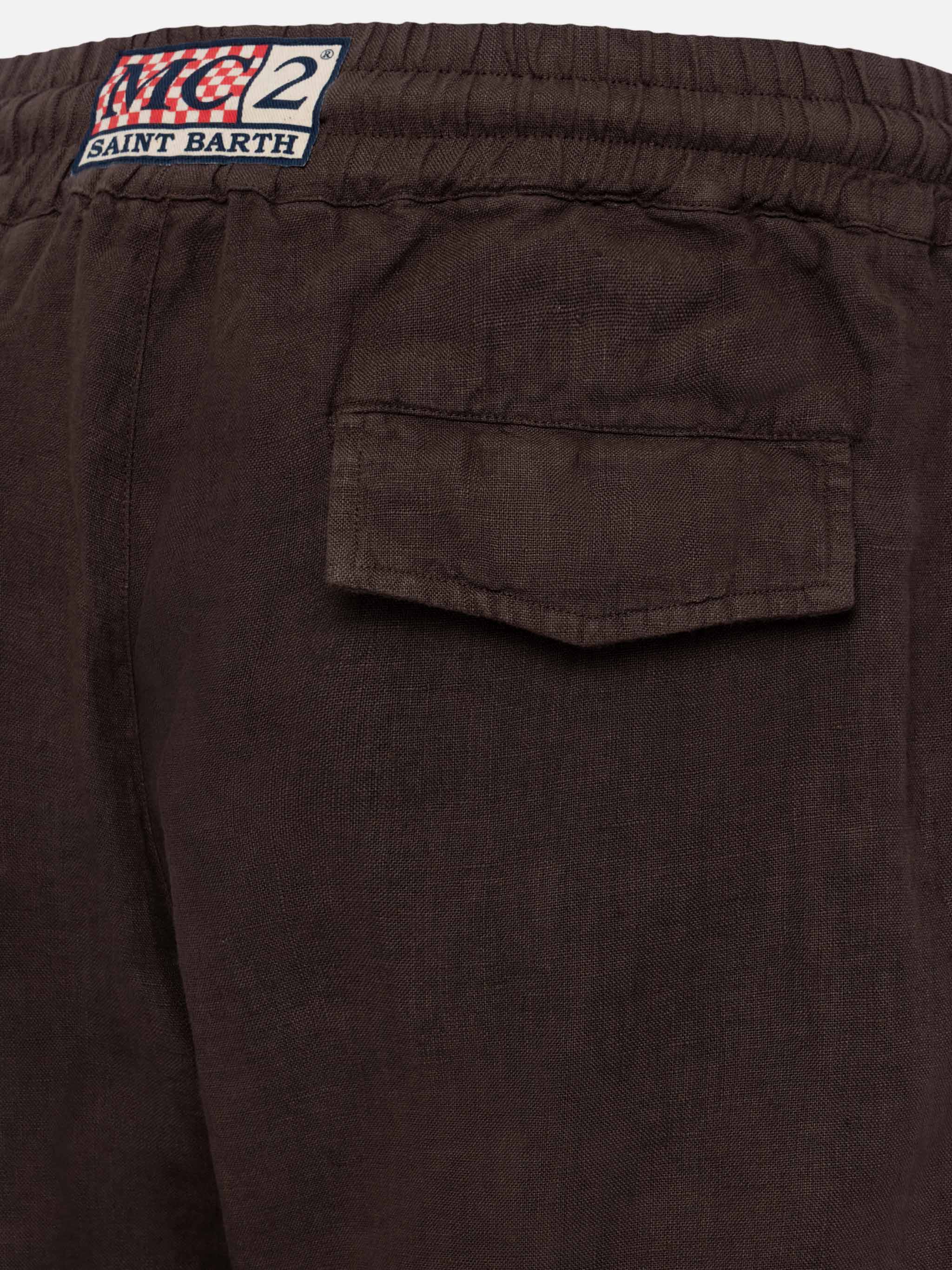 Brown linen pants Calais with drawstring - Image 7