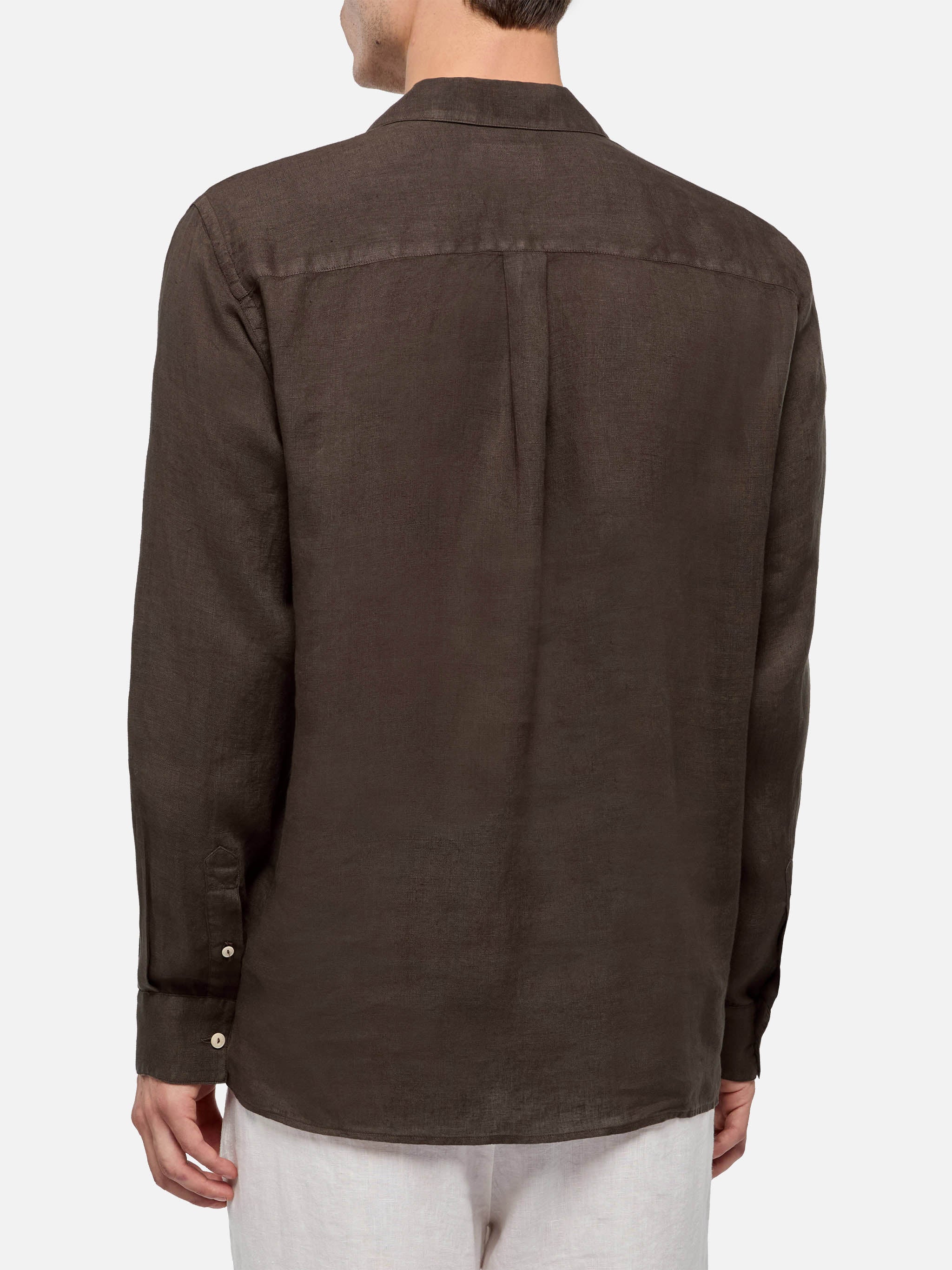 Brown linen polo shirt Ventotene - Image 3