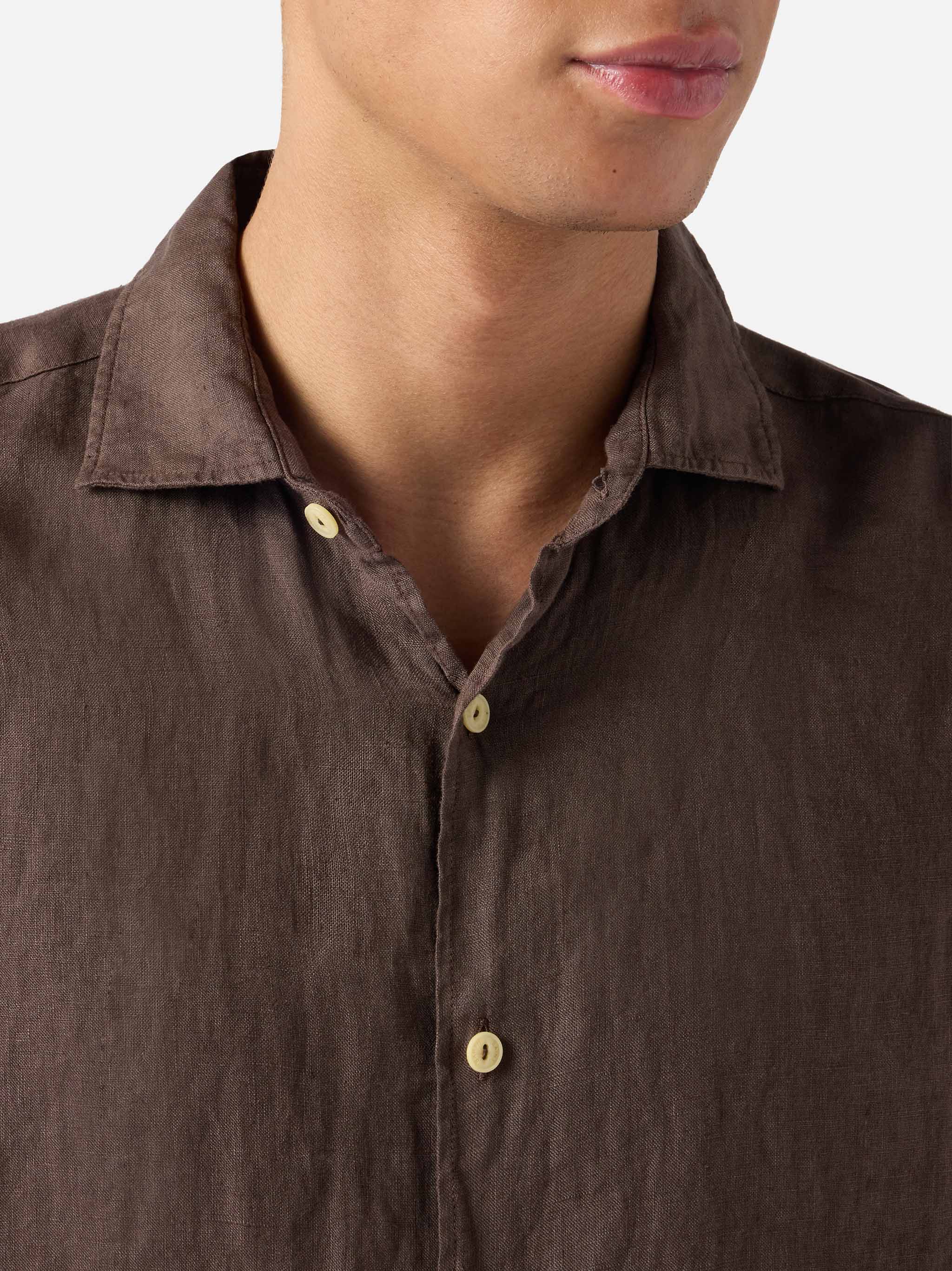 Brown Pamplona shirt in pure linen - Image 2