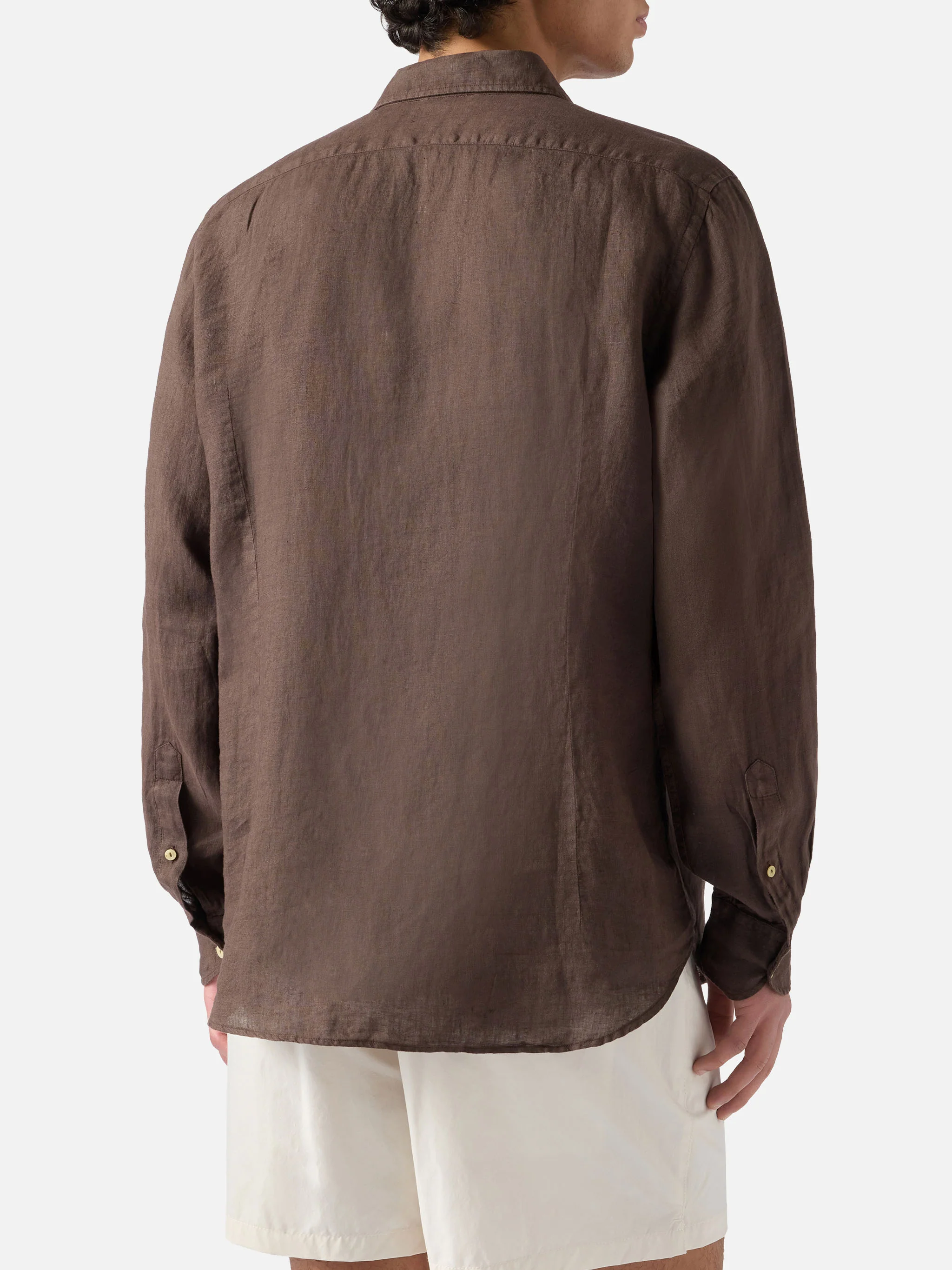 Brown Pamplona shirt in pure linen - Image 3