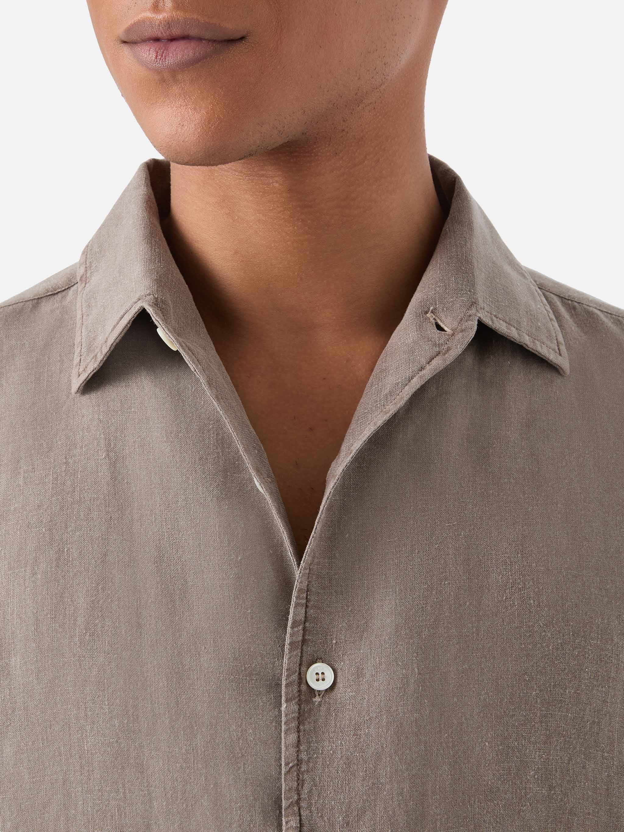 Brown Raphael shirt in pure linen - Image 2