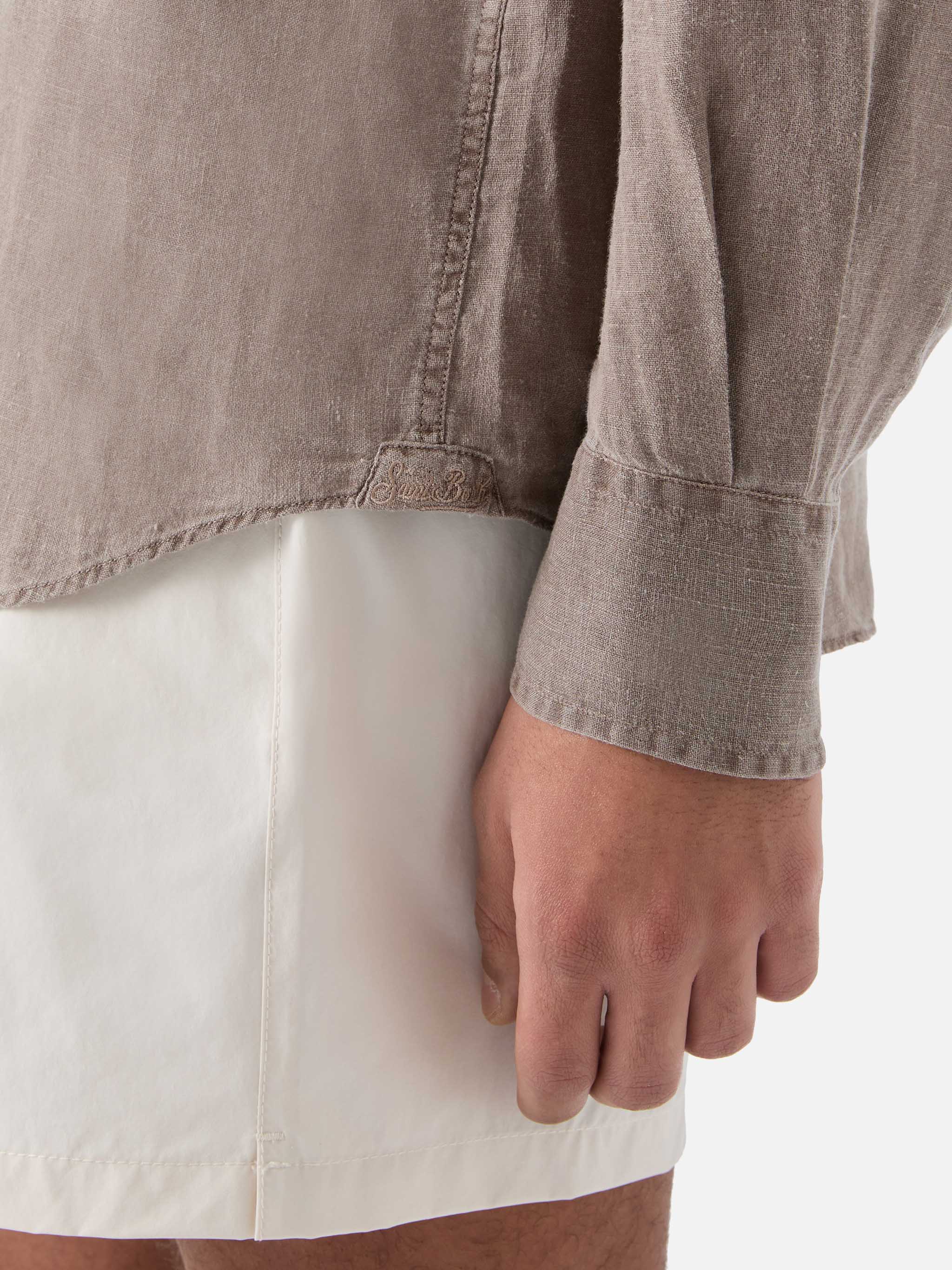 Brown Raphael shirt in pure linen - Image 4