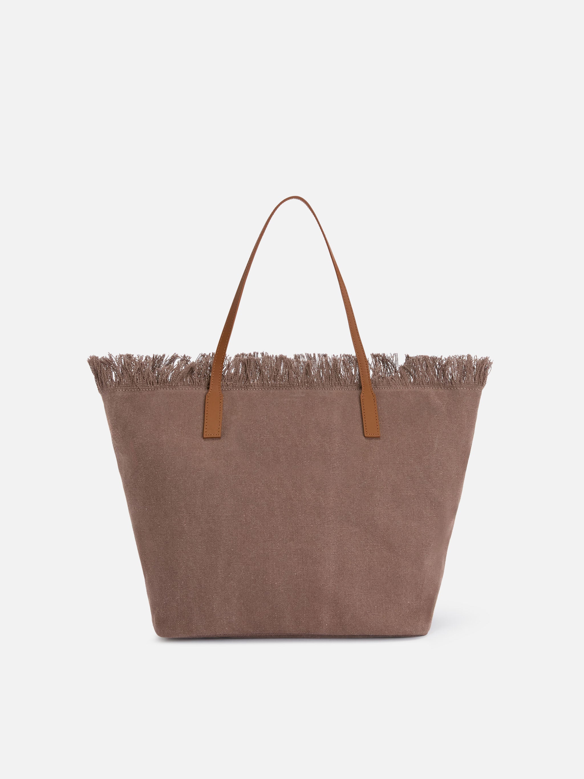 Brown regular City canvas bag with fringes - Image 4
