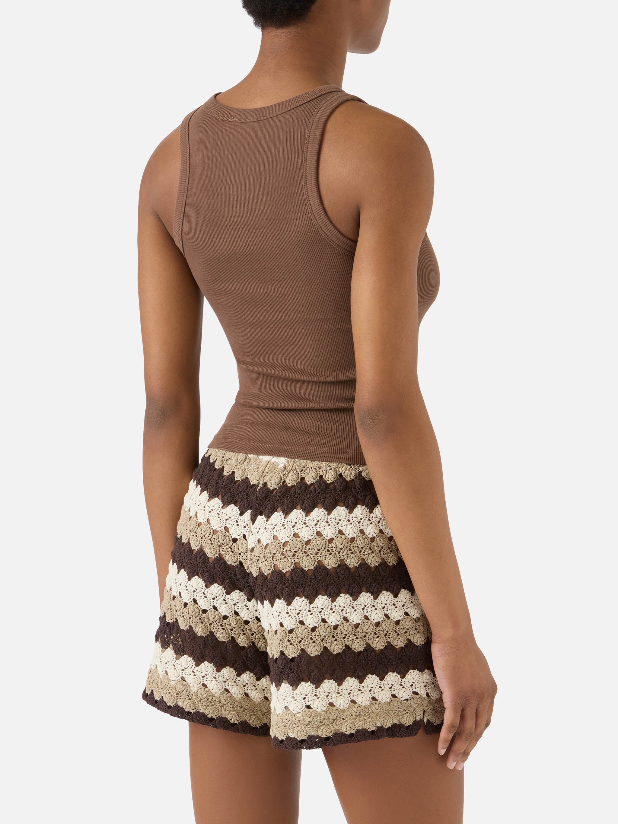 Brown ribbed Ada tank top with embroidery - Image 3
