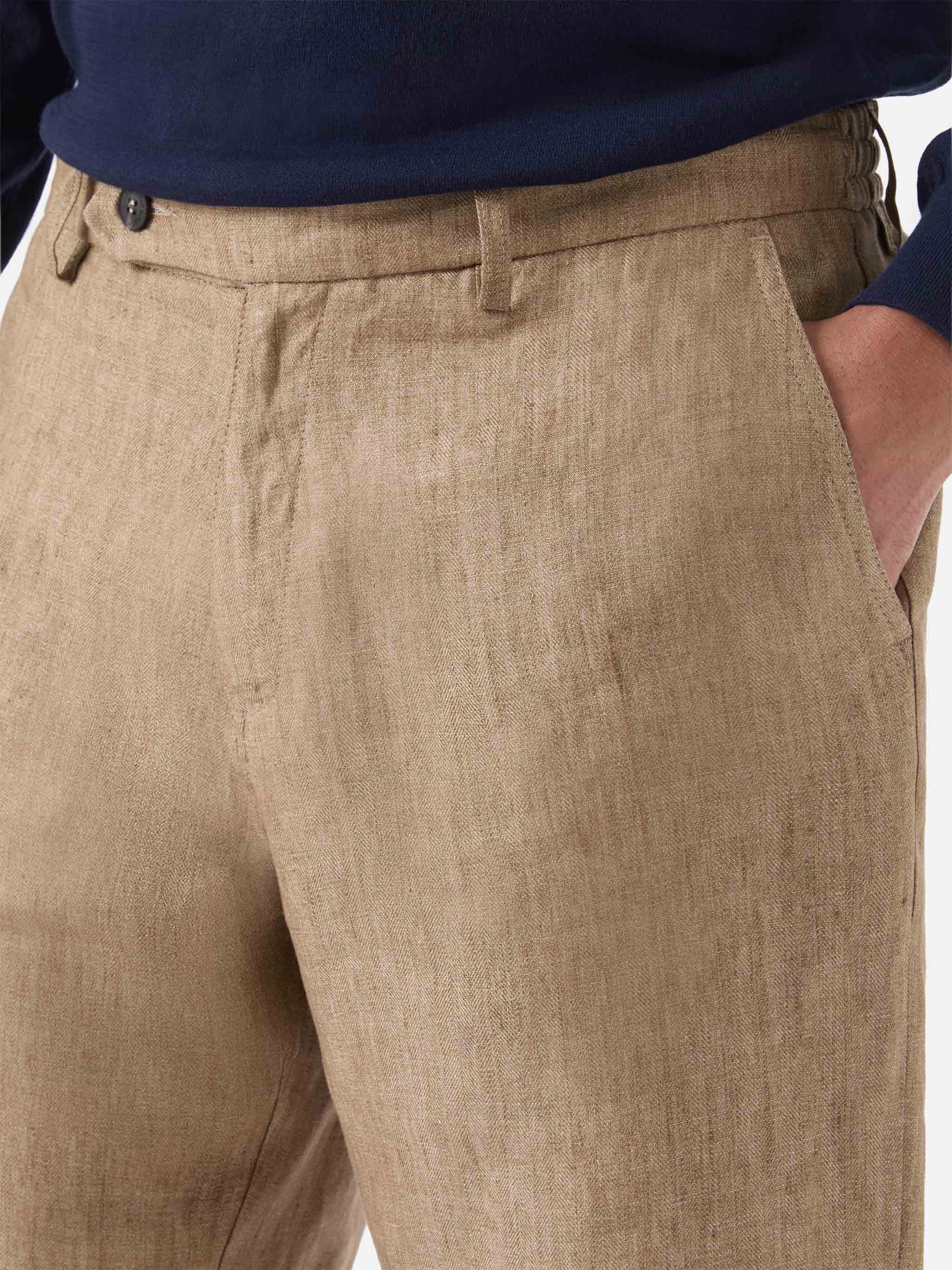 Brown Sebastian bermuda shorts in pure linen - Image 2