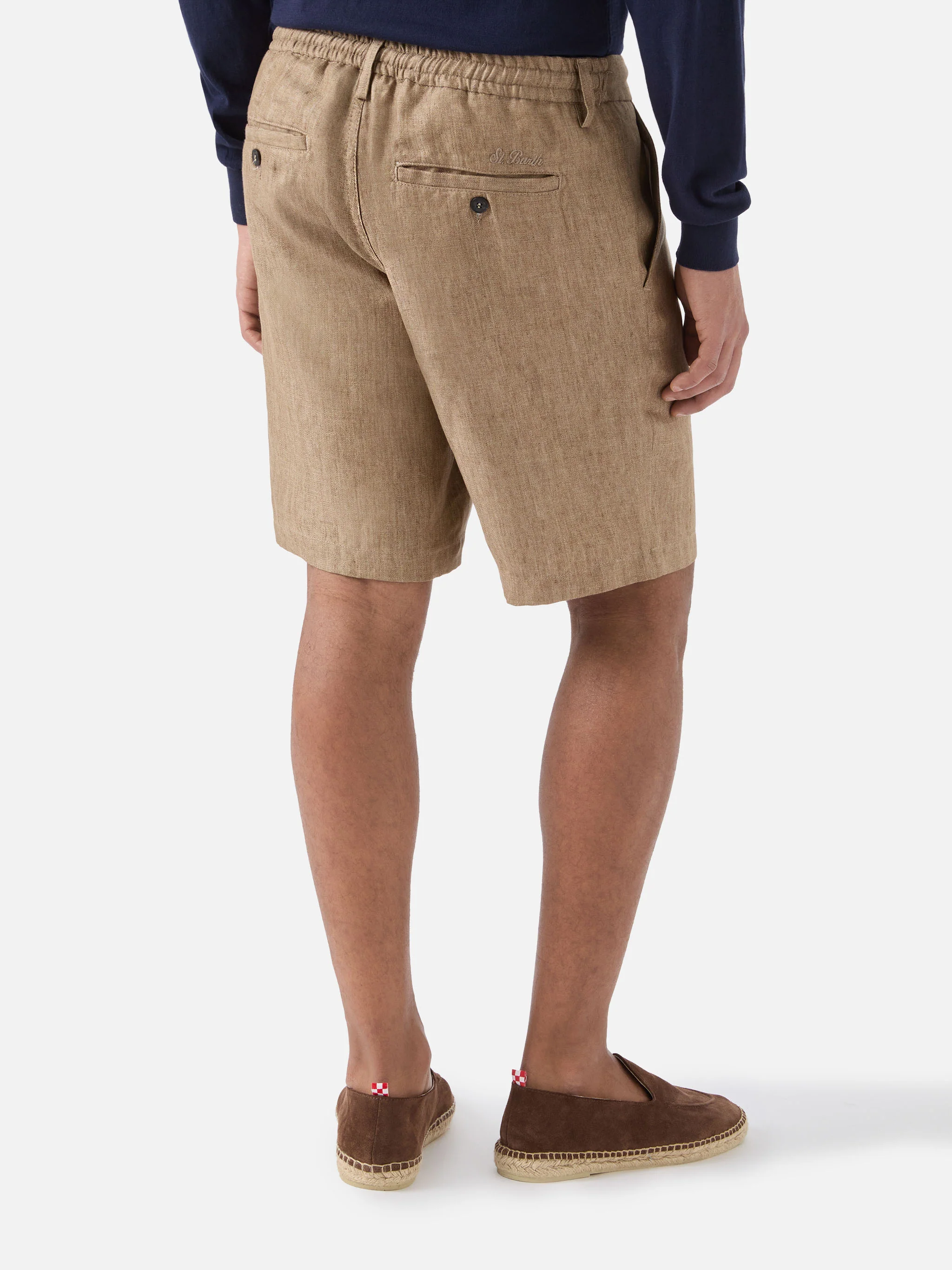 Brown Sebastian bermuda shorts in pure linen - Image 3