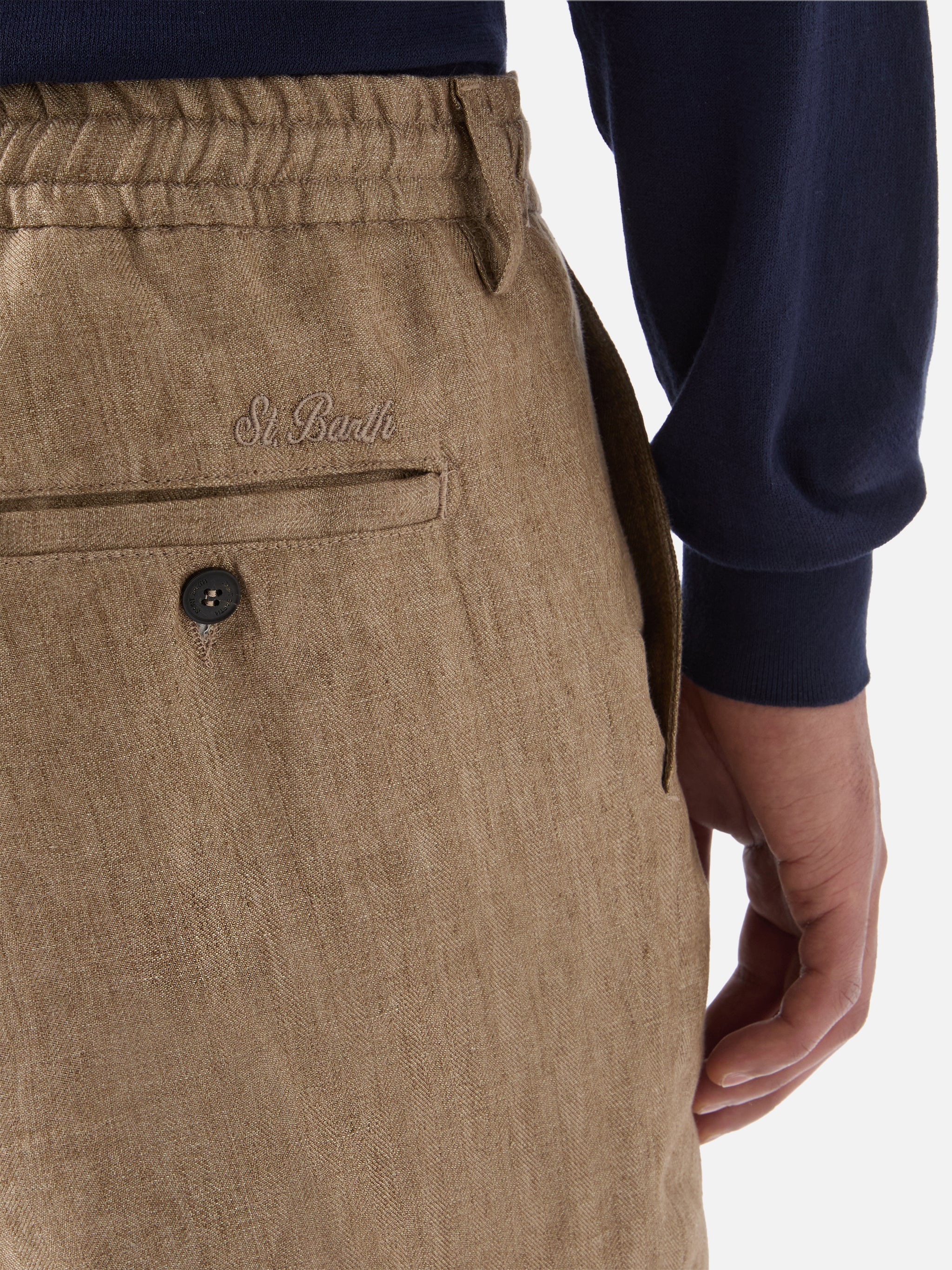 Brown Sebastian bermuda shorts in pure linen - Image 4