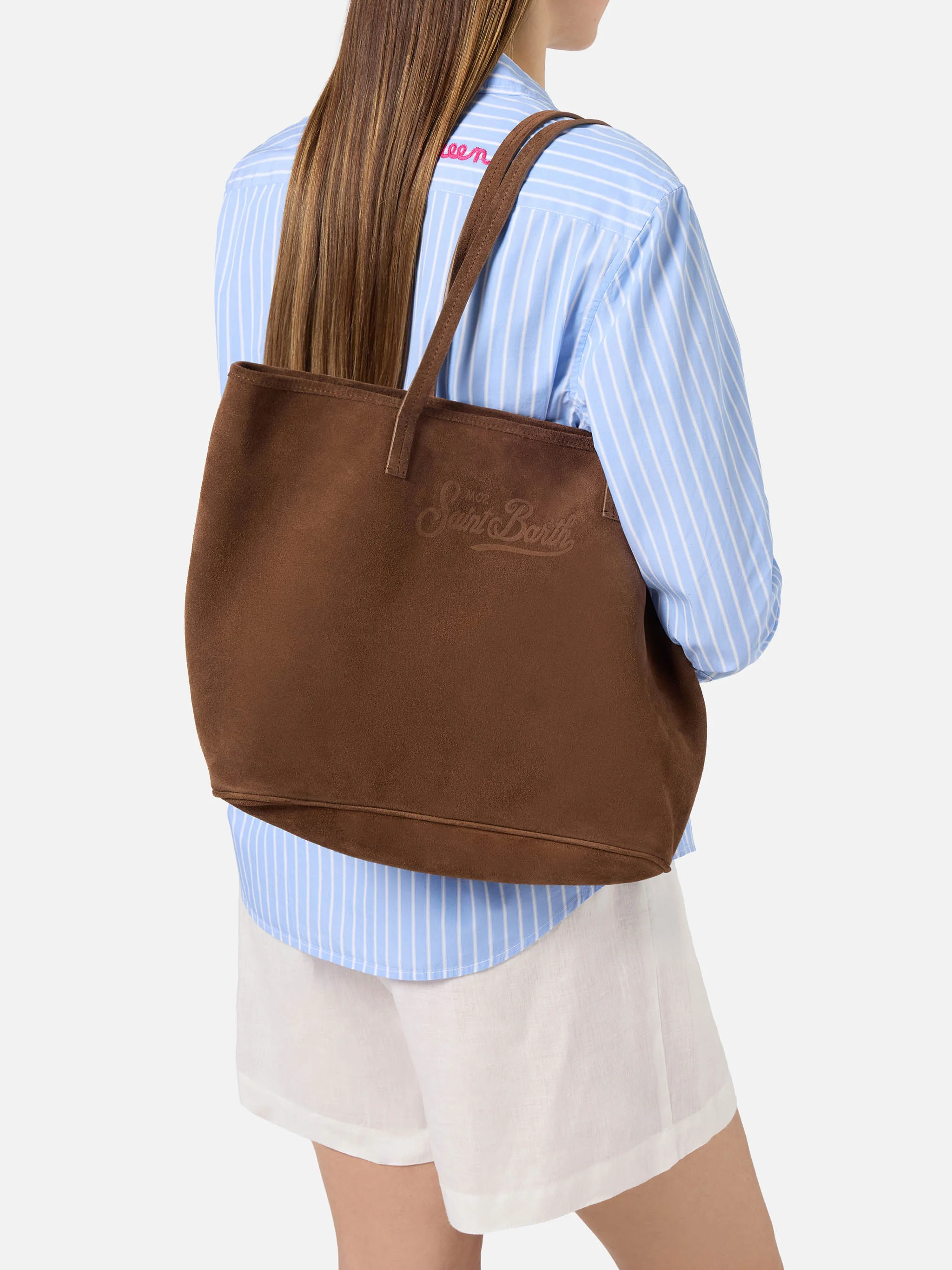 Brown suede City regular bag - Image 2