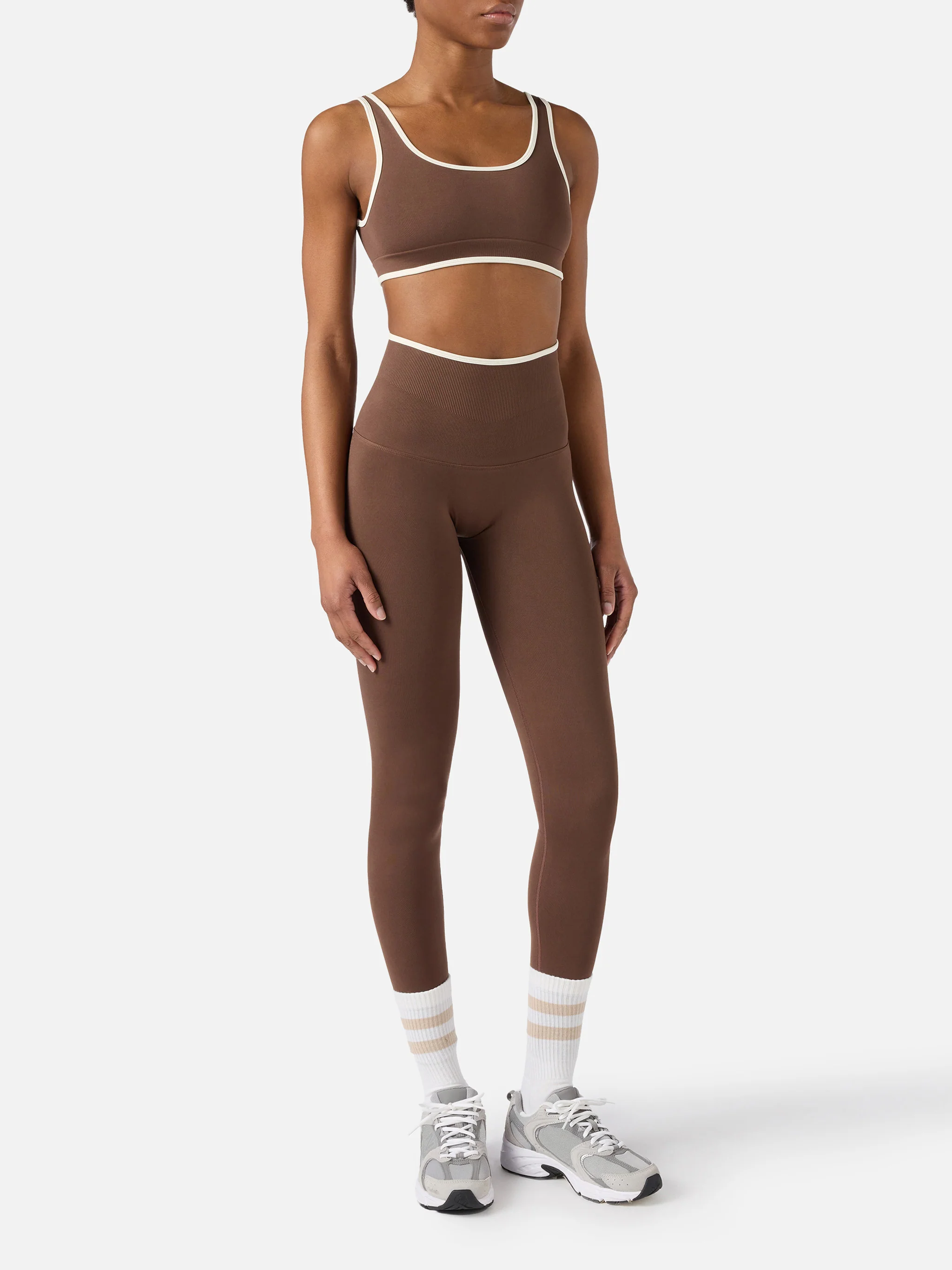 Brown technical fabric Fify sports top with contrast trim - Image 3